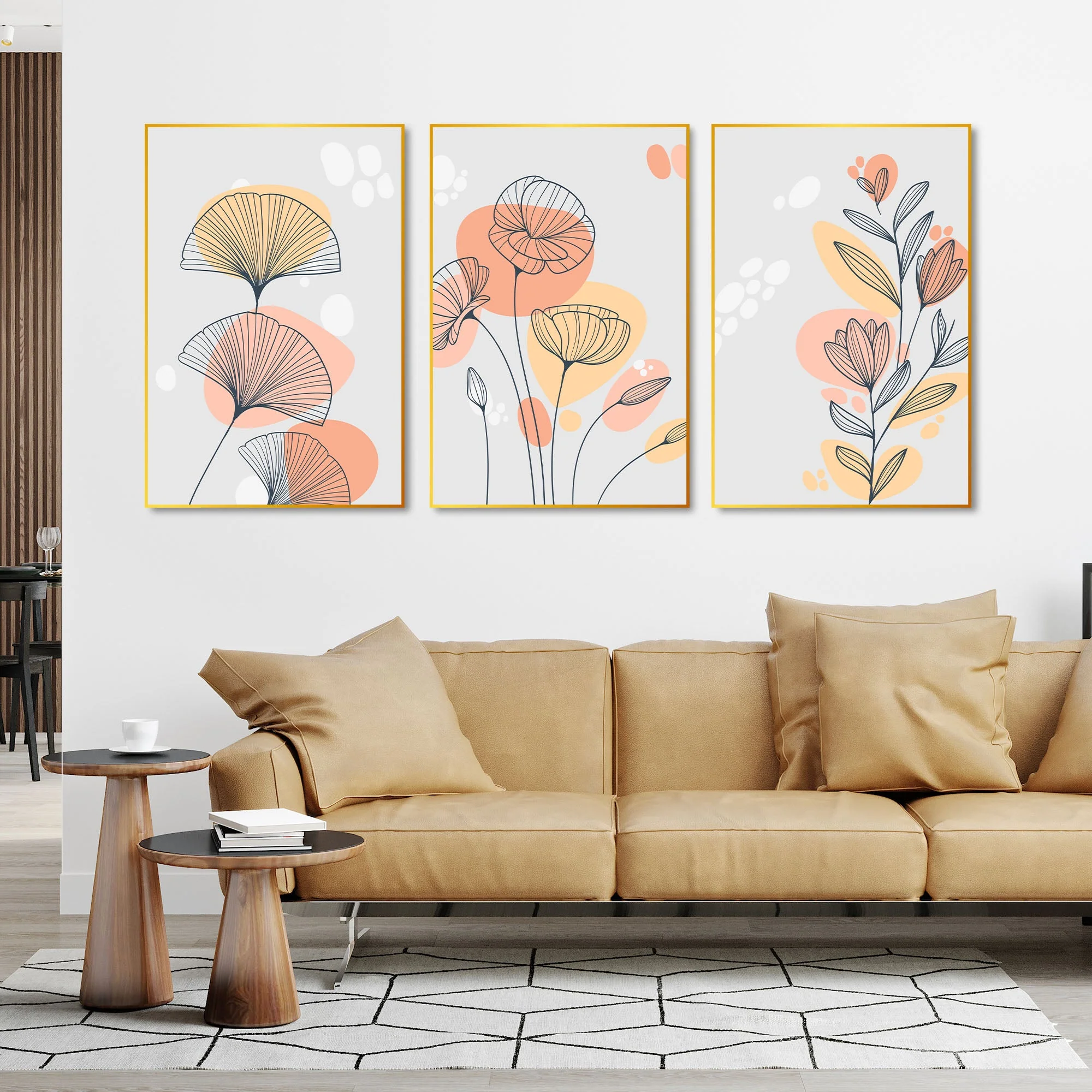 Flower Floating Canvas Wall Painting Set of Three - Image 3