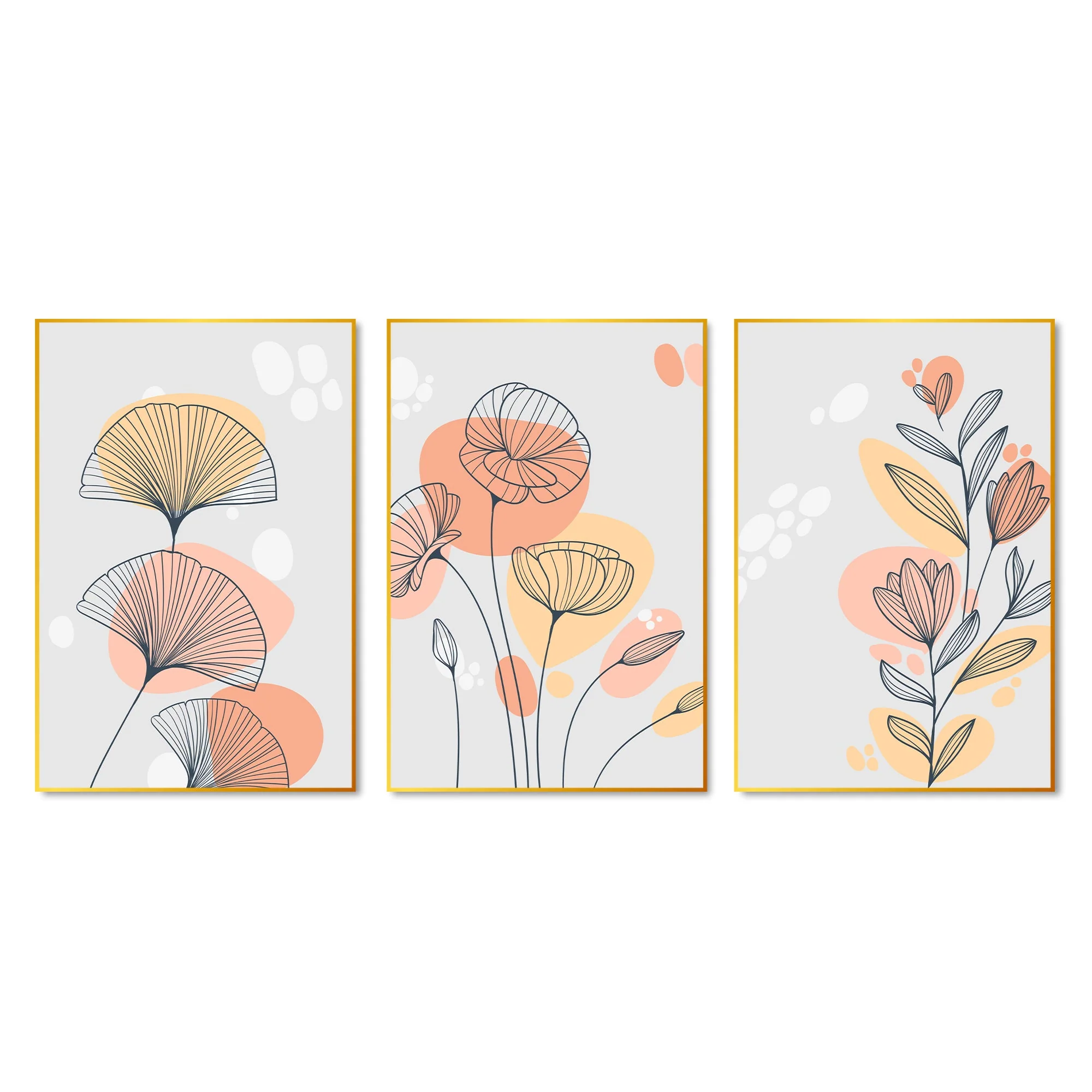 Flower Floating Canvas Wall Painting Set of Three - Image 4
