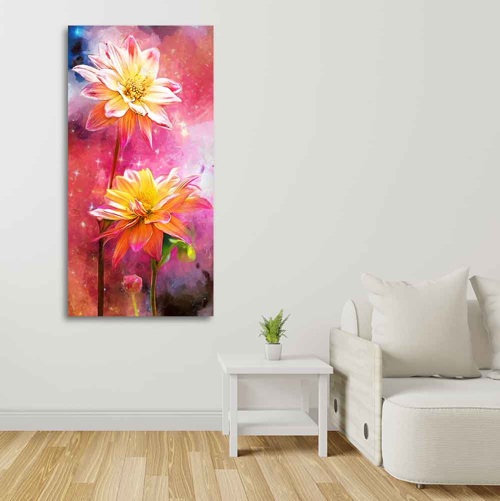 Flowers on Colorful Background Canvas Wall Hanging - Image 3