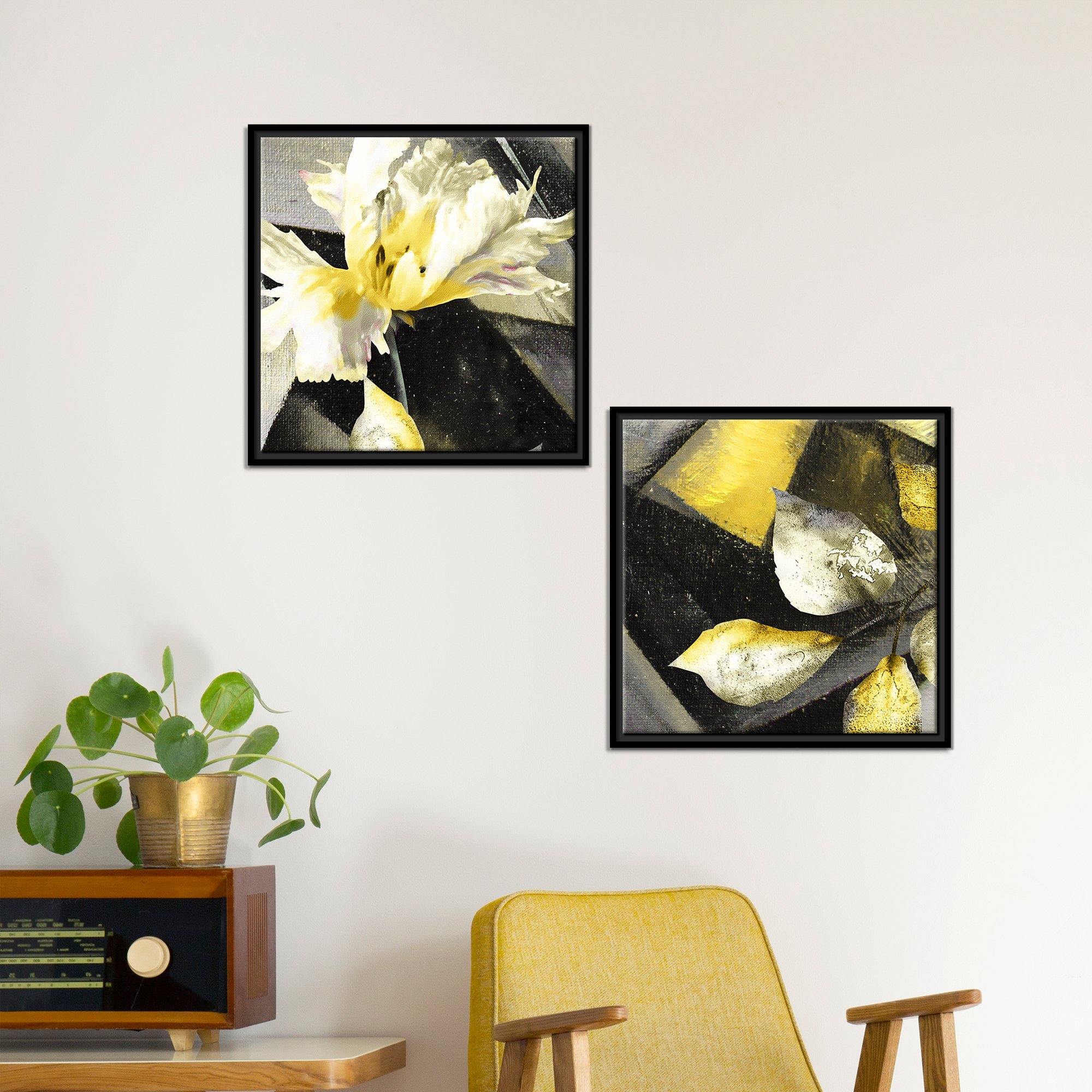 Beautiful White Flower Wall Painting of 2 Pieces Floating Frame - Image 3