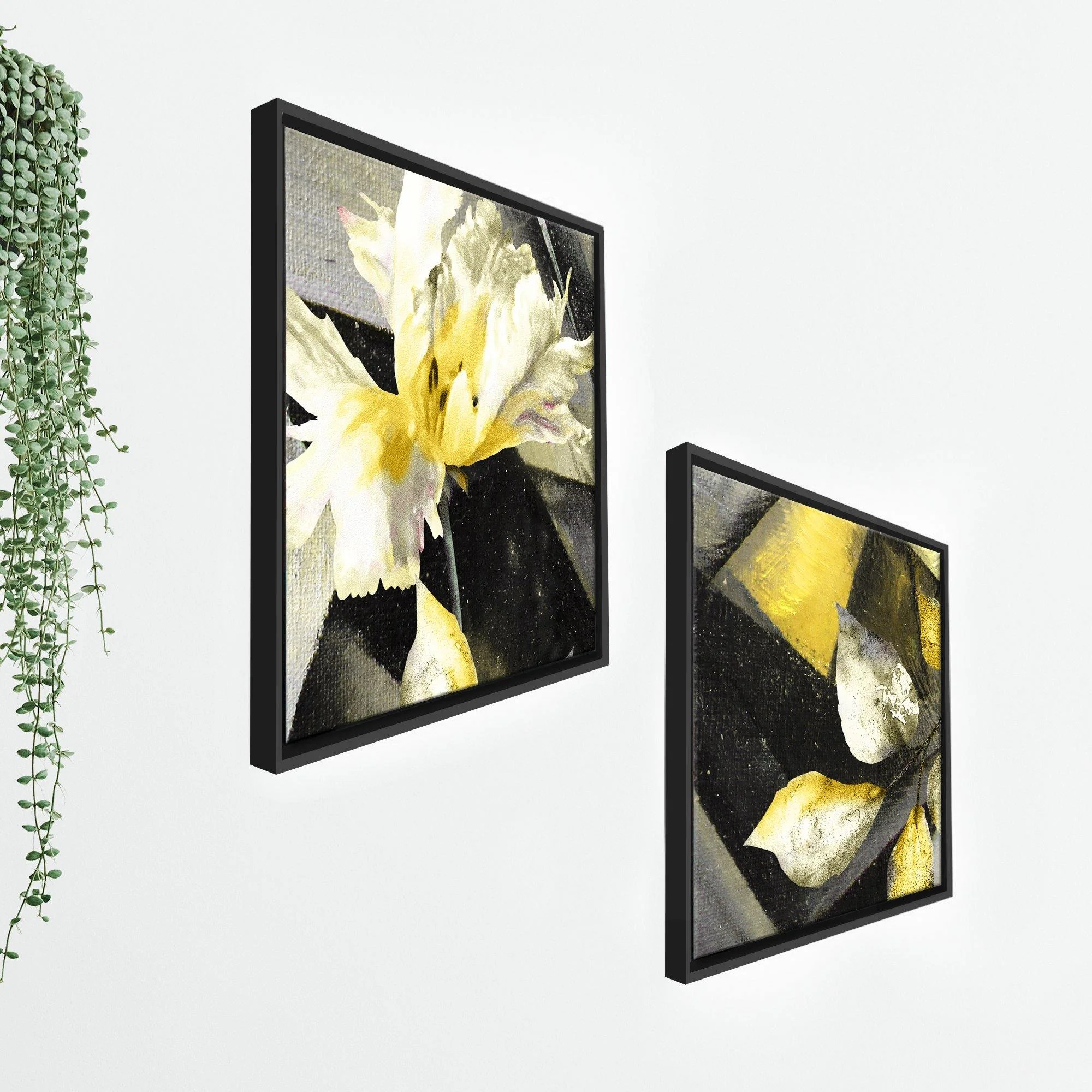 Beautiful White Flower Wall Painting of 2 Pieces Floating Frame - Image 7