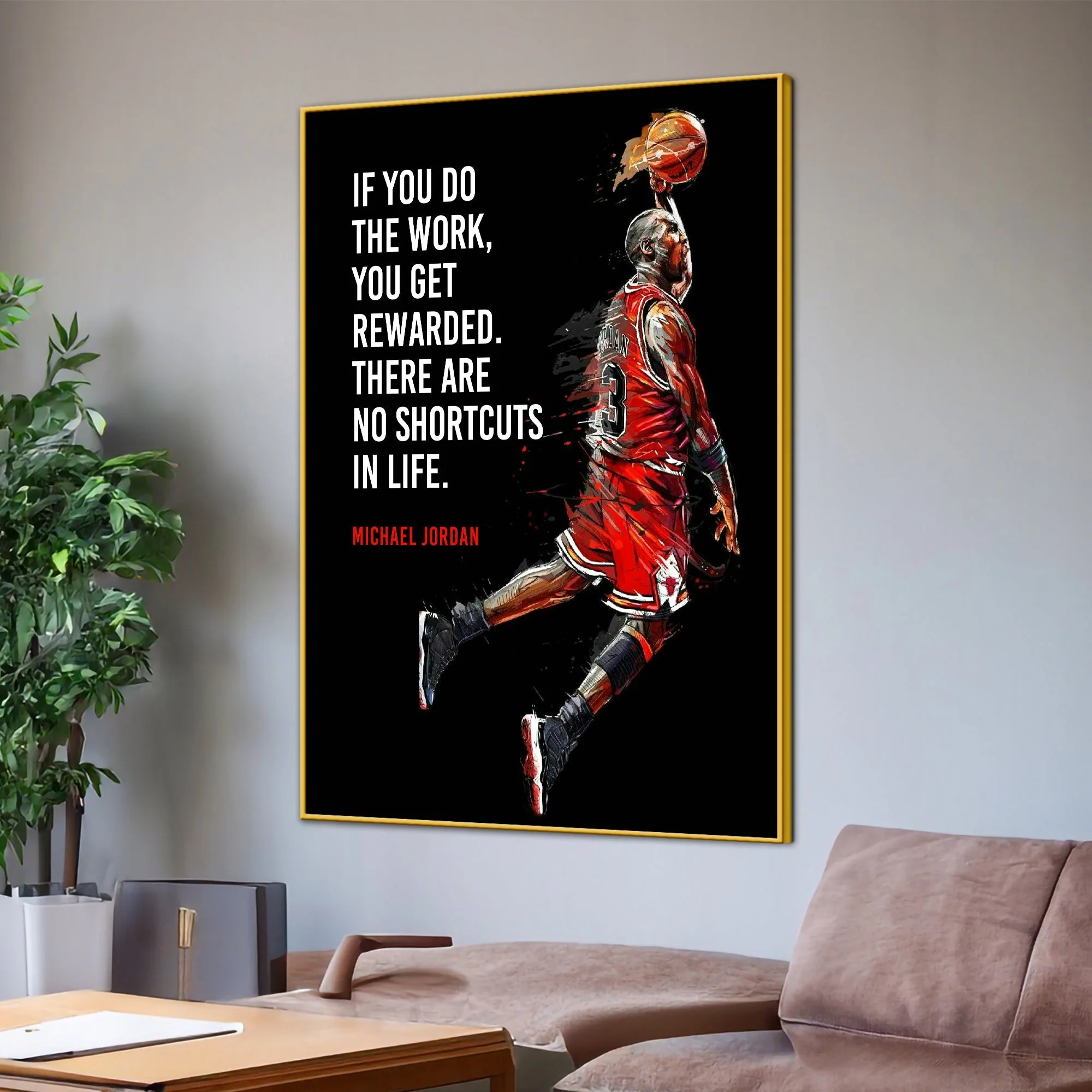 Flying Black Cat Michael Jordon Cotton Canvas Wall Painting - Image 3