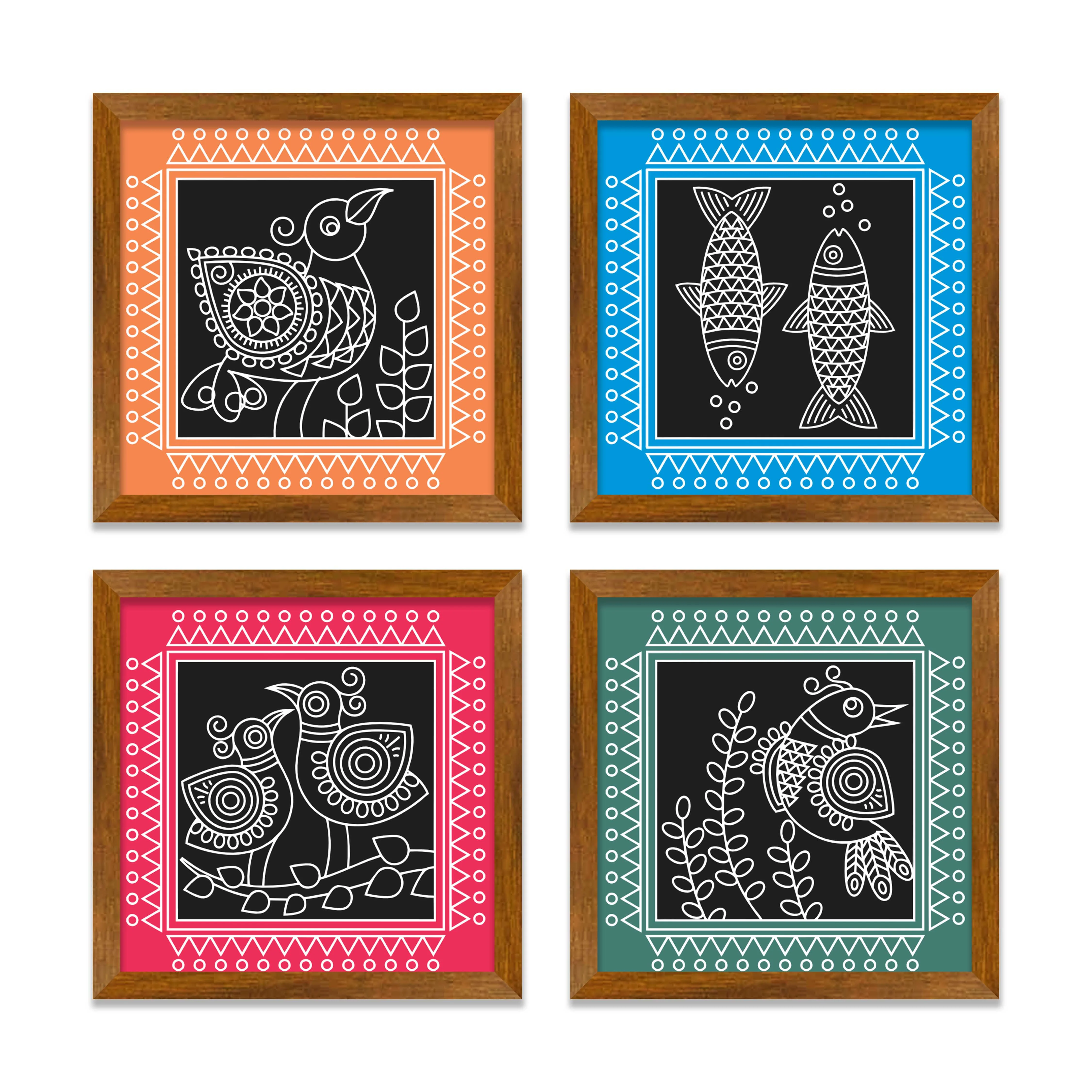 Folk Art Wall Frame Set of Four - Image 3