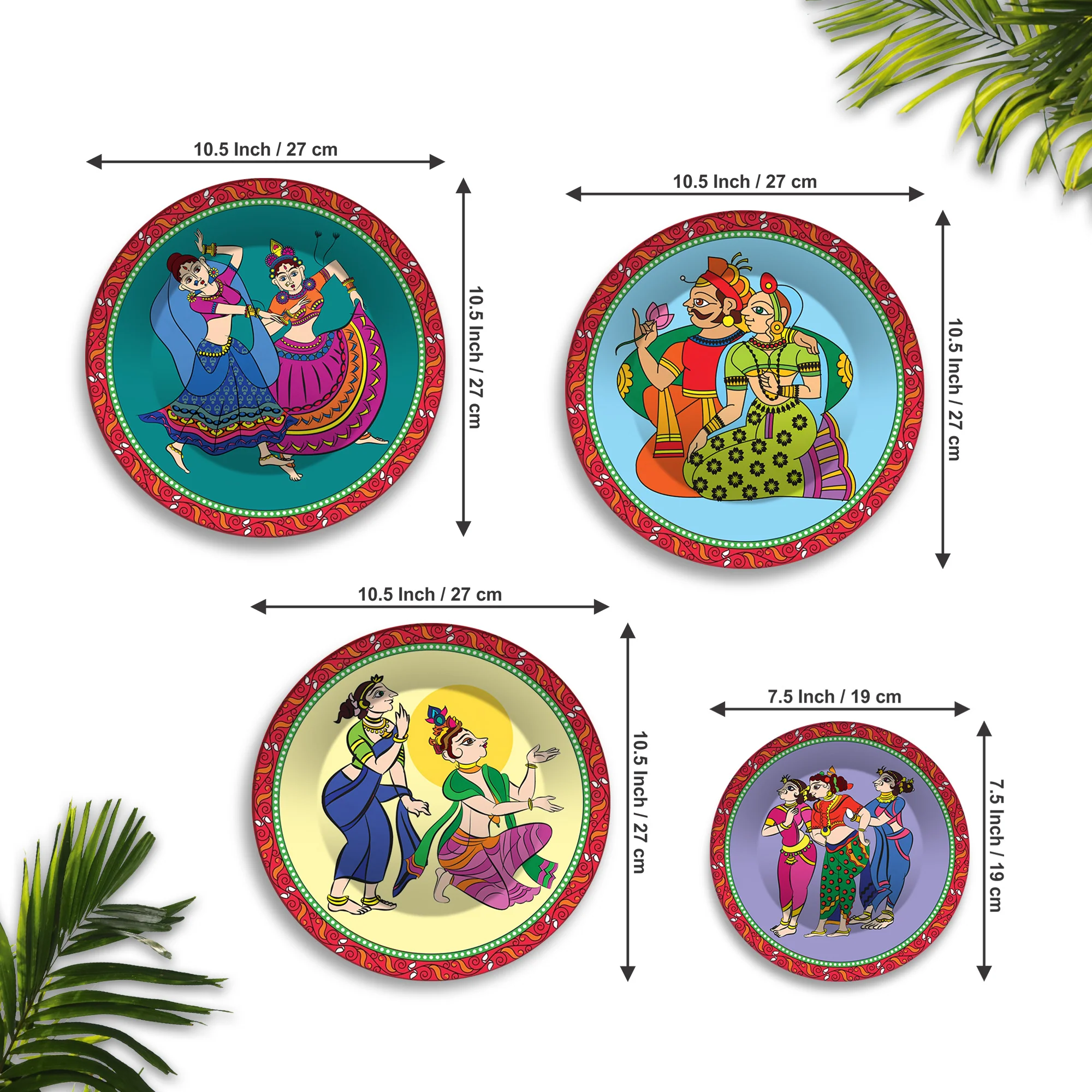 Folk Fusion Dance Premium Wall Plates Painting Set of Four - Image 6