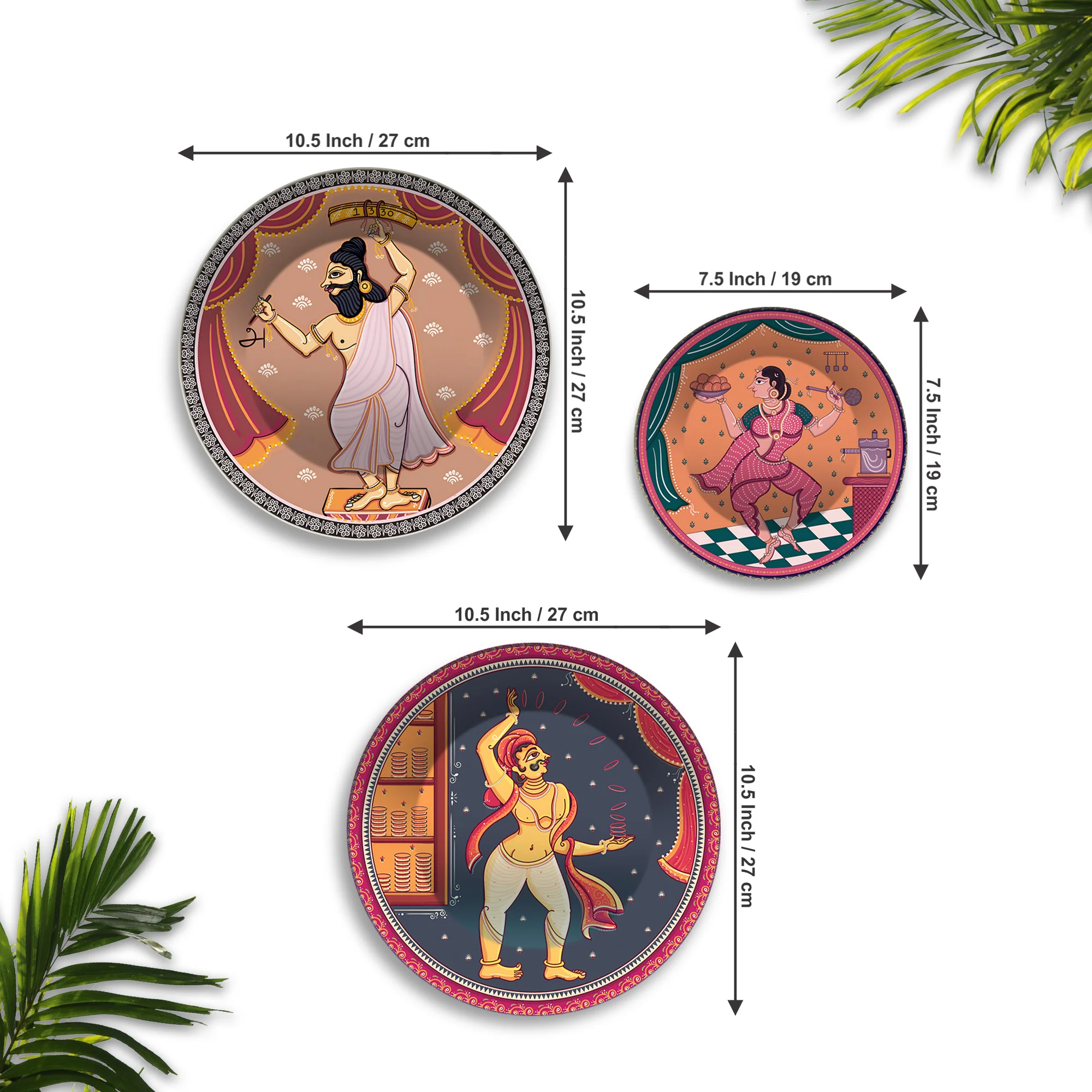 Folk Humor & Expression Premium Wall Plates Painting Set of 3 - Image 6