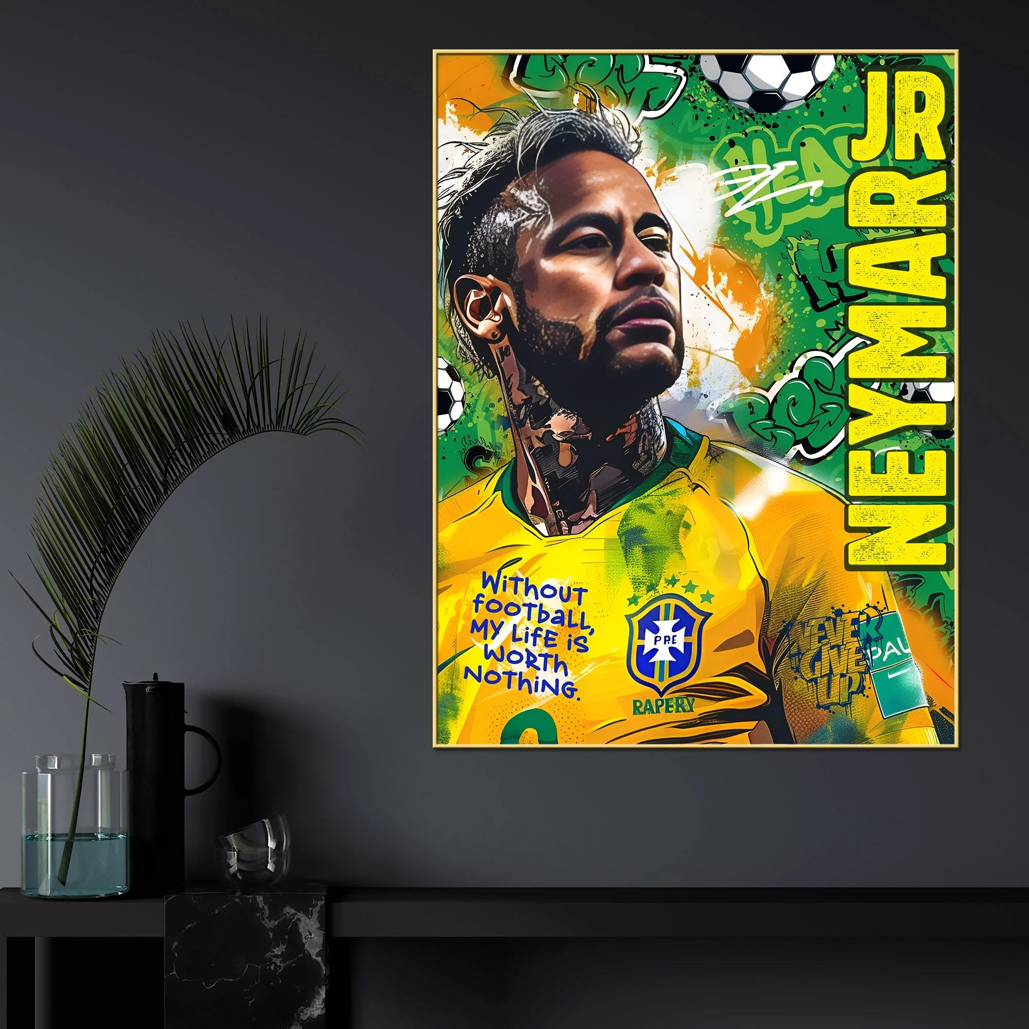 Football is Life Neymar Jr Cotton Canvas Wall Painting - Image 2