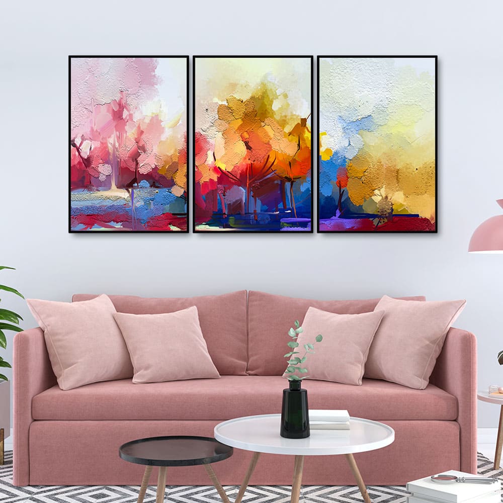 Forest of Color Uniqe Art of Color Blend Premium Floating Wall Painting Set of Three - Image 2