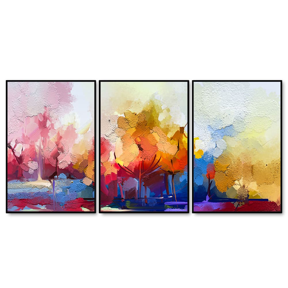 Forest of Color Uniqe Art of Color Blend Premium Floating Wall Painting Set of Three - Image 4