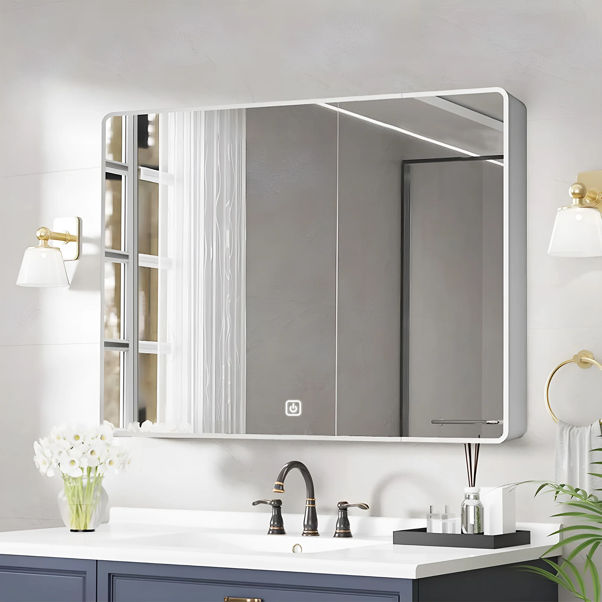 Frameless Bathroom Cabinet Mirror with LED Light and Modern Design - Image 2