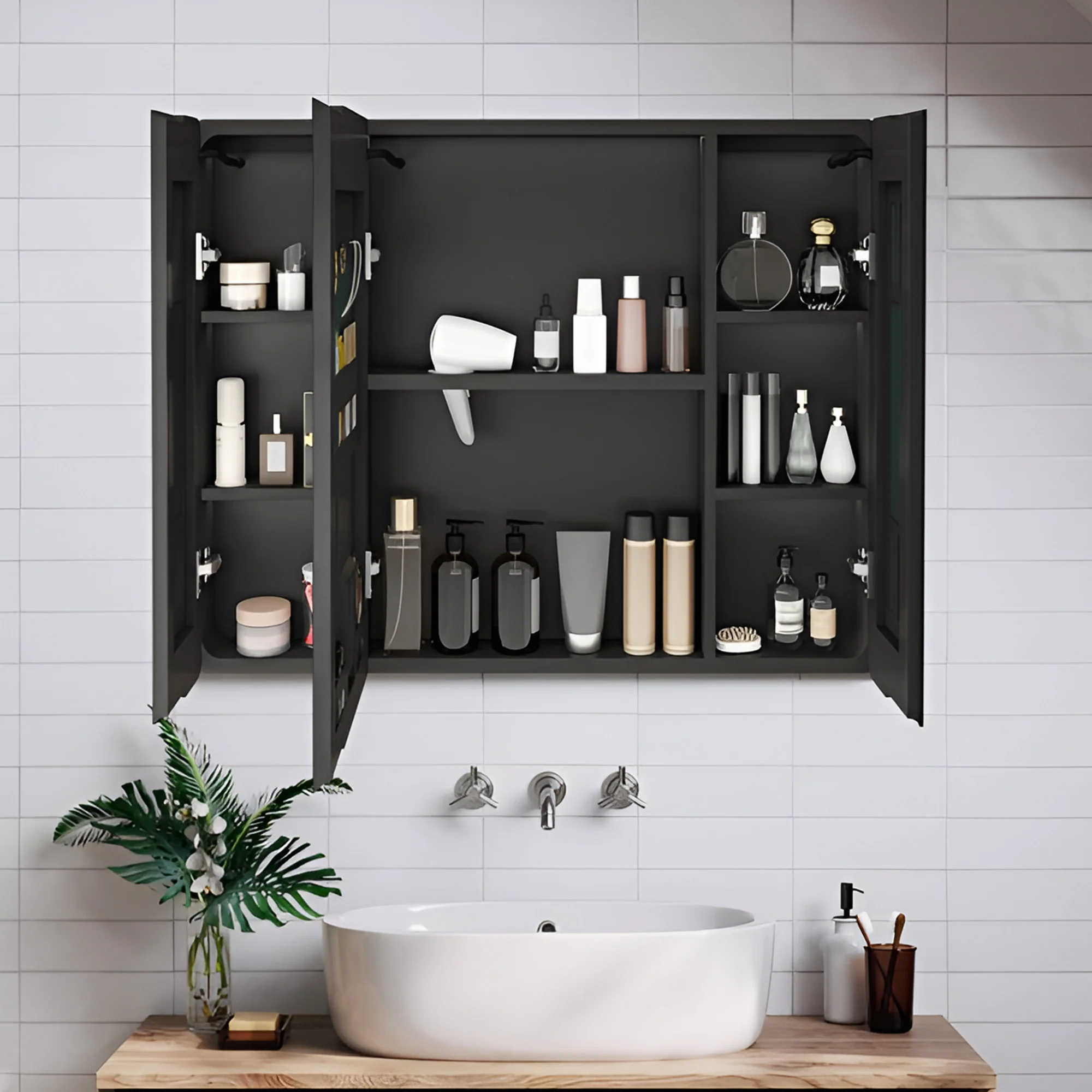 Frameless Bathroom Cabinet Mirror with LED Light and Modern Design - Image 3