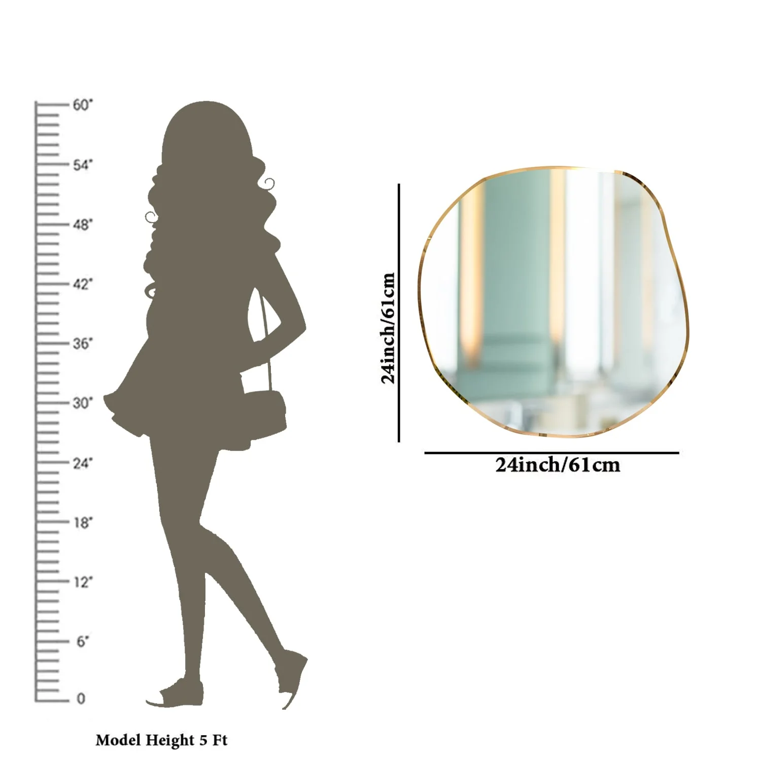 Frameless Beveled Asymmetrical Bathroom Wall Mirror - Image 4