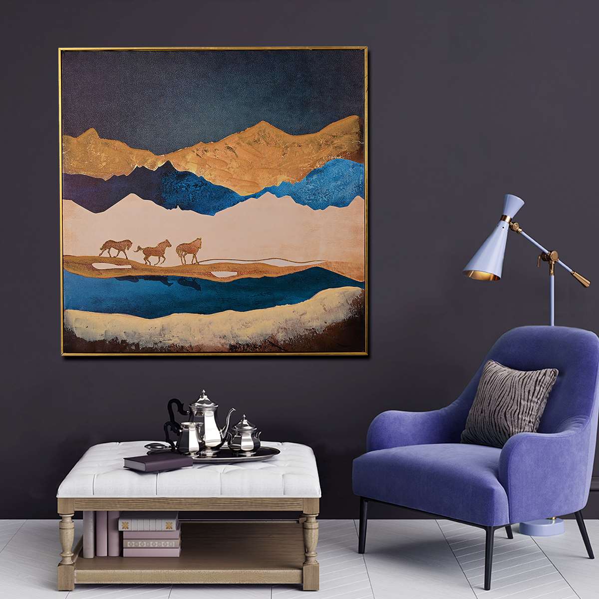 Freedom Like Stallion Horse Hand Painted Wall Painting with Floating Frame - Image 3