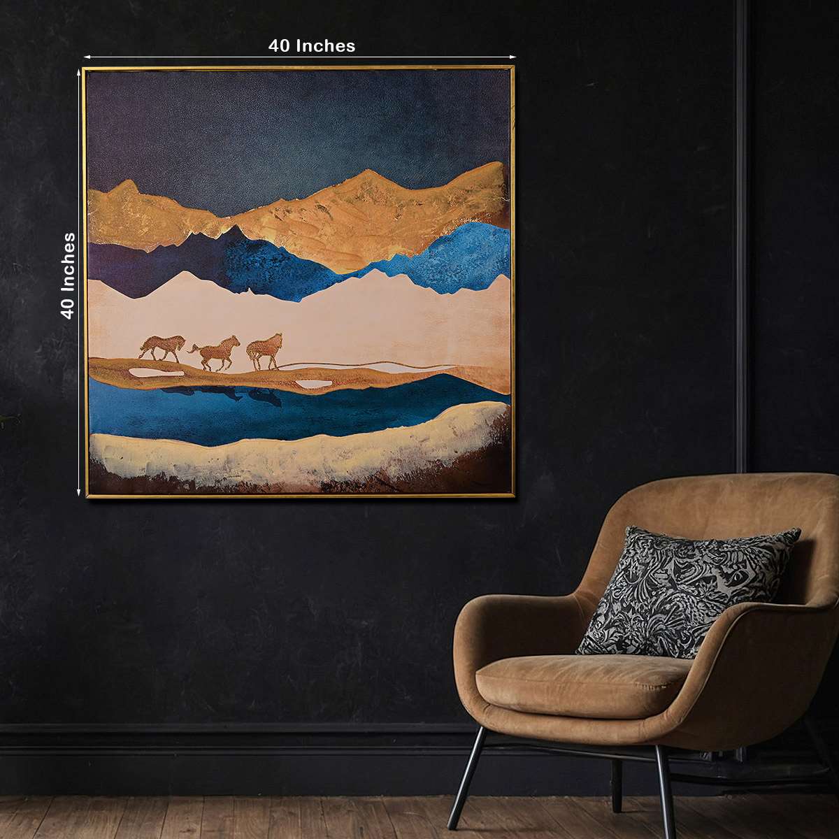 Freedom Like Stallion Horse Hand Painted Wall Painting with Floating Frame - Image 5