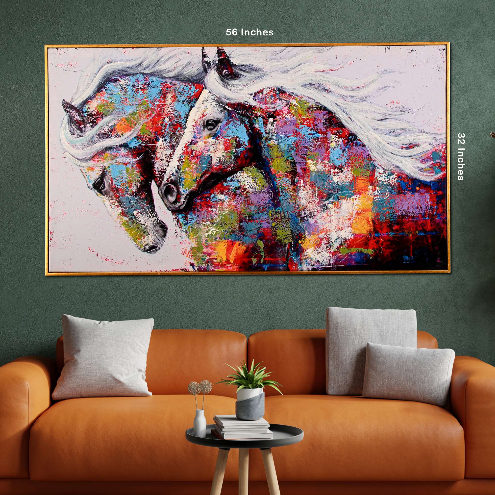 Freedom's Dance of Horse Hand Painted Wall Painting with Floating Frame - Image 5