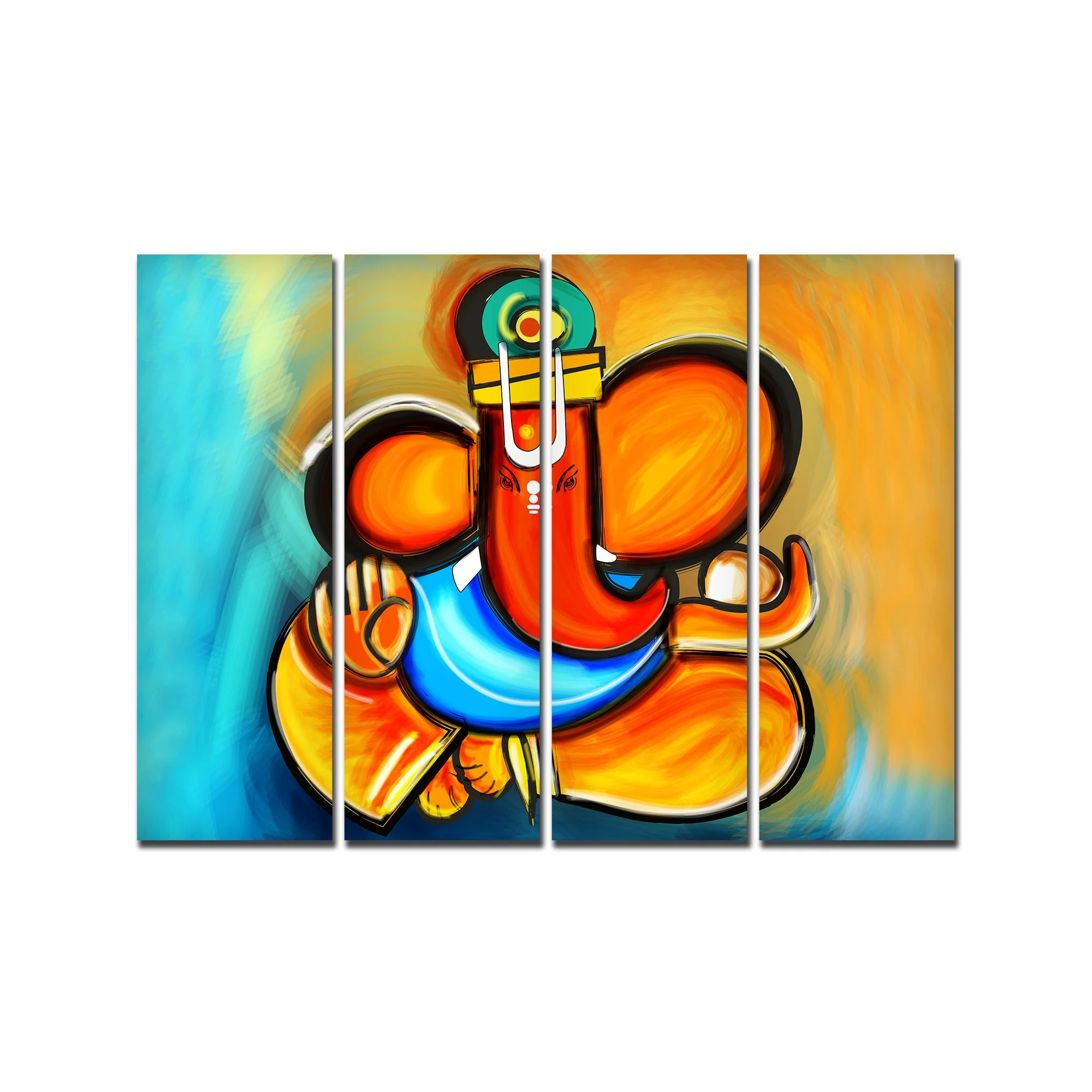 Ganesha Canvas Wall Painting Set of 4 Pieces - Image 4