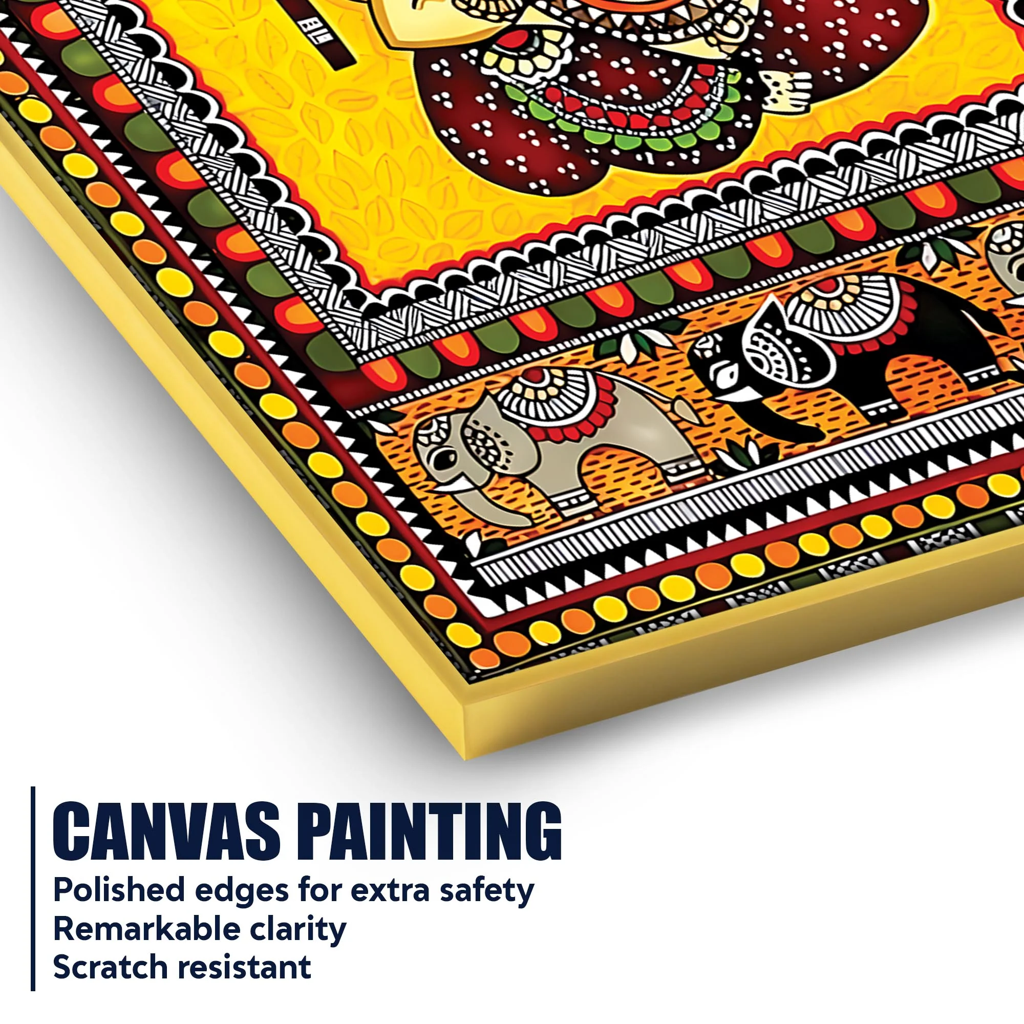 Ganpati Bappa Canvas Wall Painting | Indian Traditional Folk Art Home Decor - Image 4