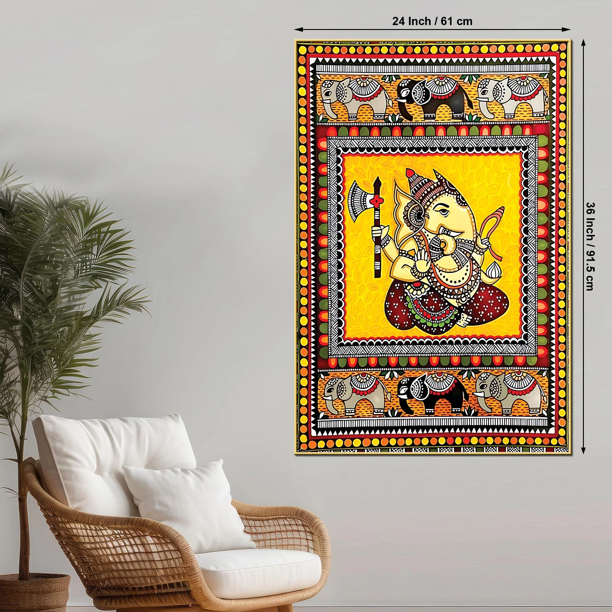 Ganpati Bappa Canvas Wall Painting | Indian Traditional Folk Art Home Decor - Image 5