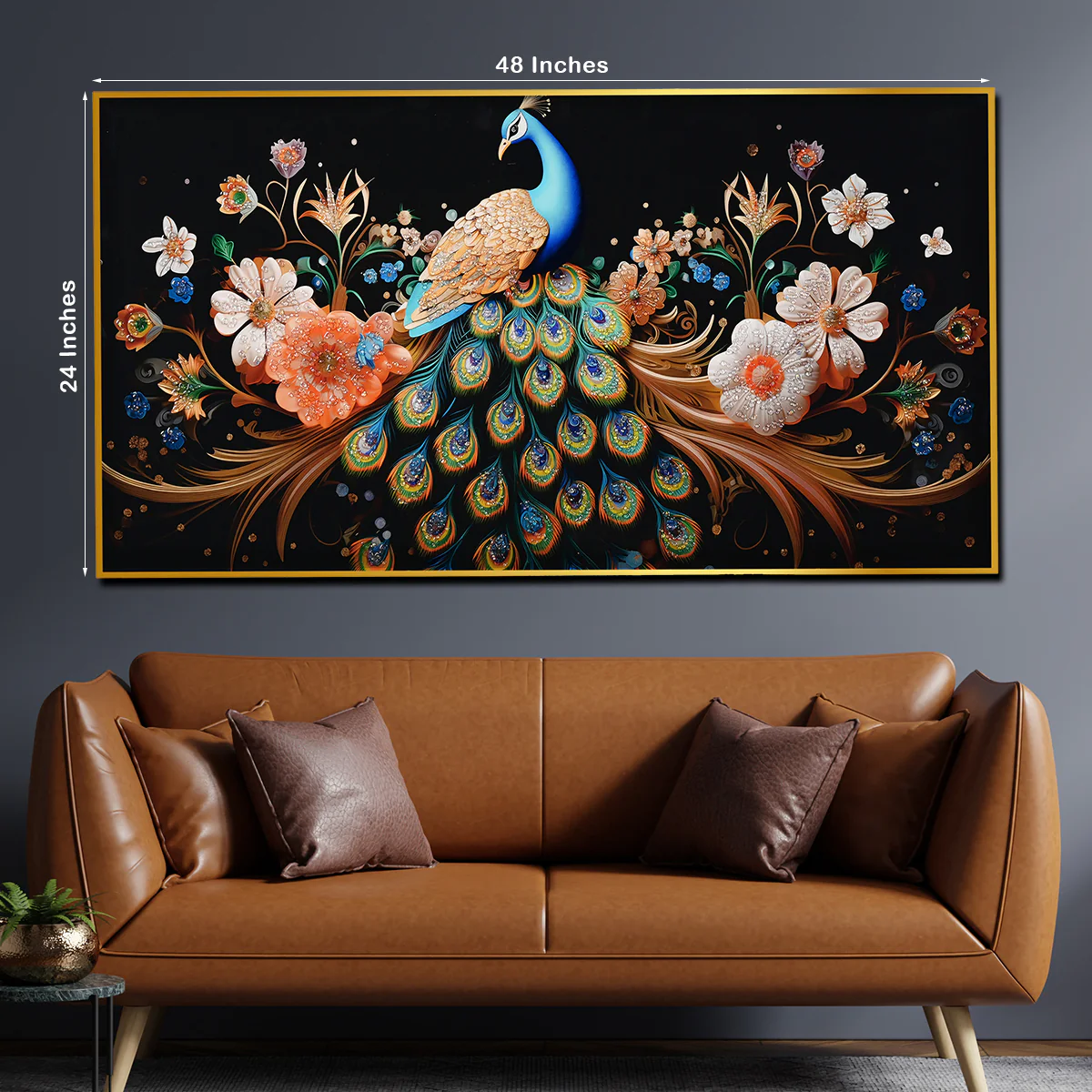 Garden of Peacock Beauty Framed Crystal Glass Painting - Image 5