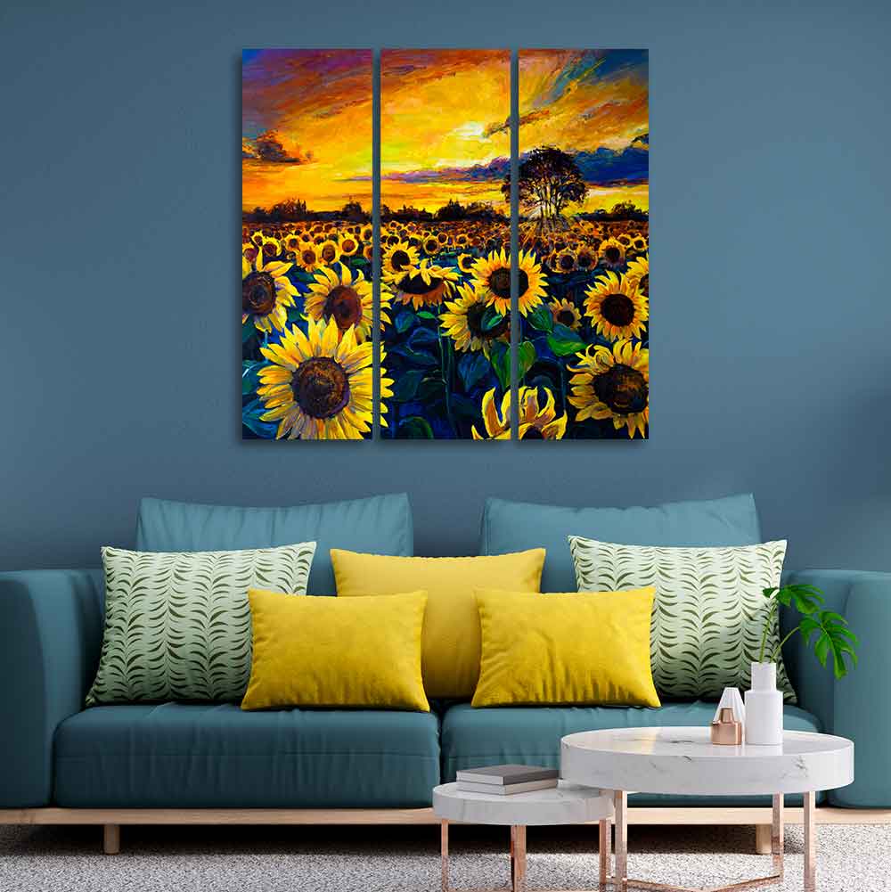 Garden of Sunflower Wall Painting Set of 3 Pieces - Image 2