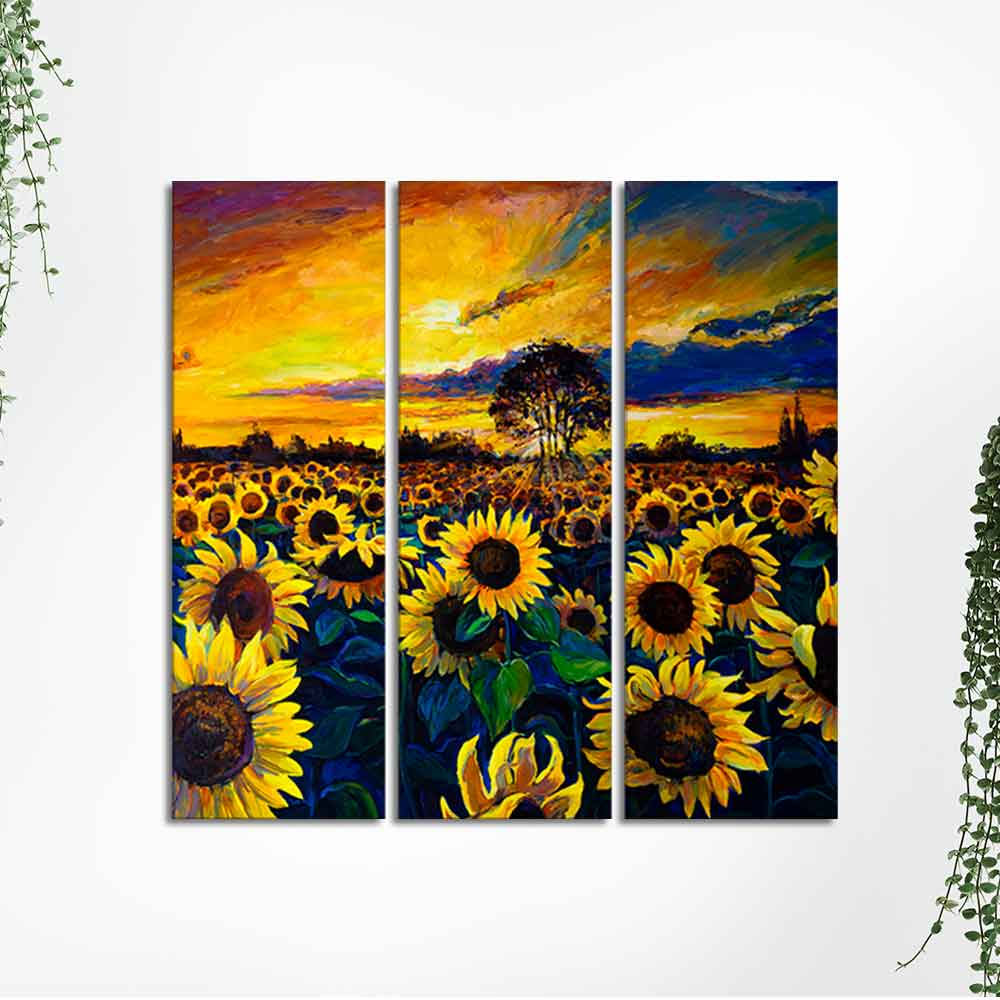 Garden of Sunflower Wall Painting Set of 3 Pieces - Image 5
