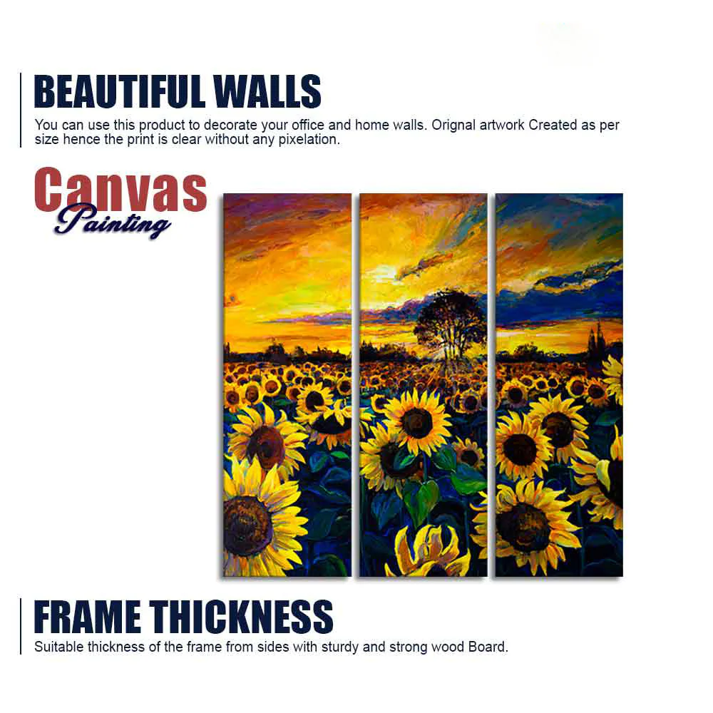Garden of Sunflower Wall Painting Set of 3 Pieces - Image 6
