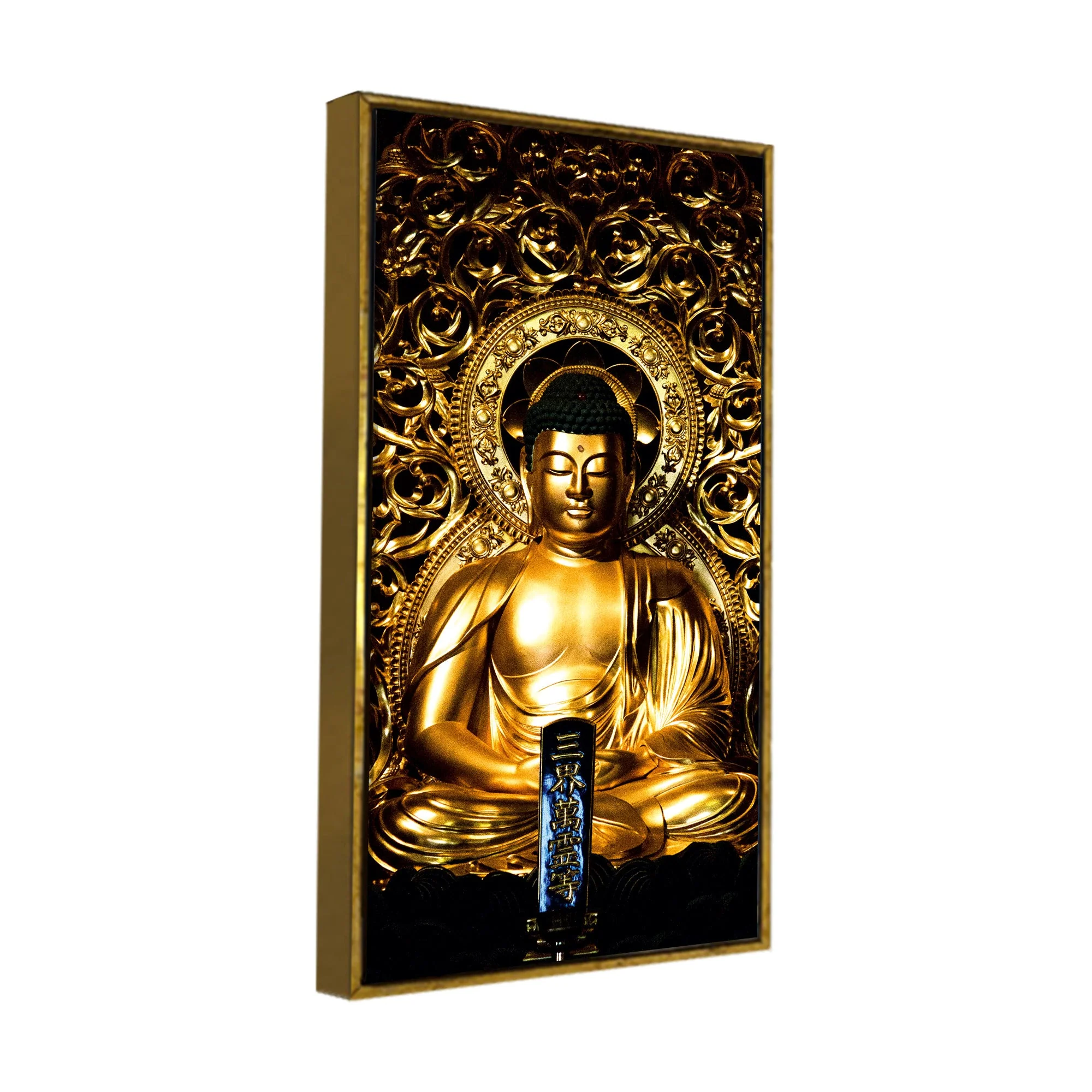 Gautam Buddha Golden Sculpture Vertical Wall Painting - Image 7