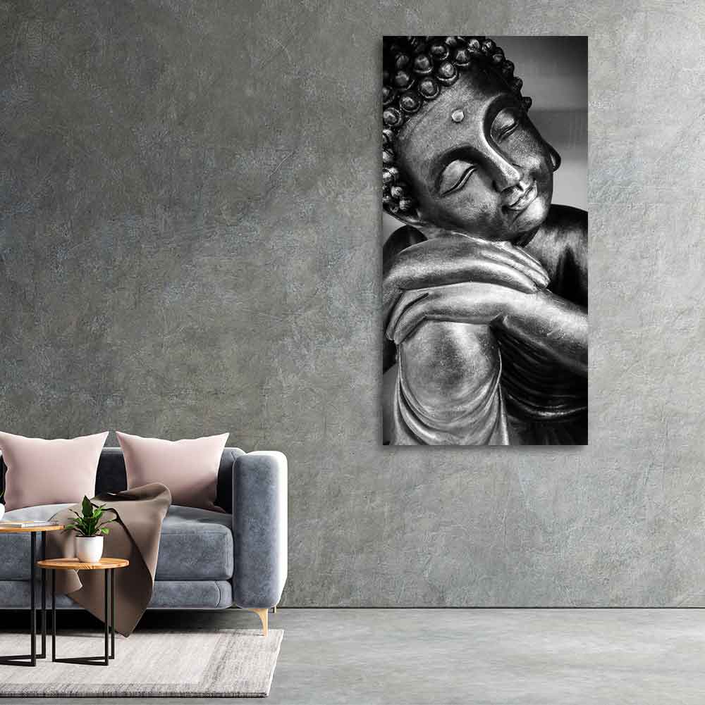 Gautam Buddha Sculpture Canvas Wall Painting - Image 4