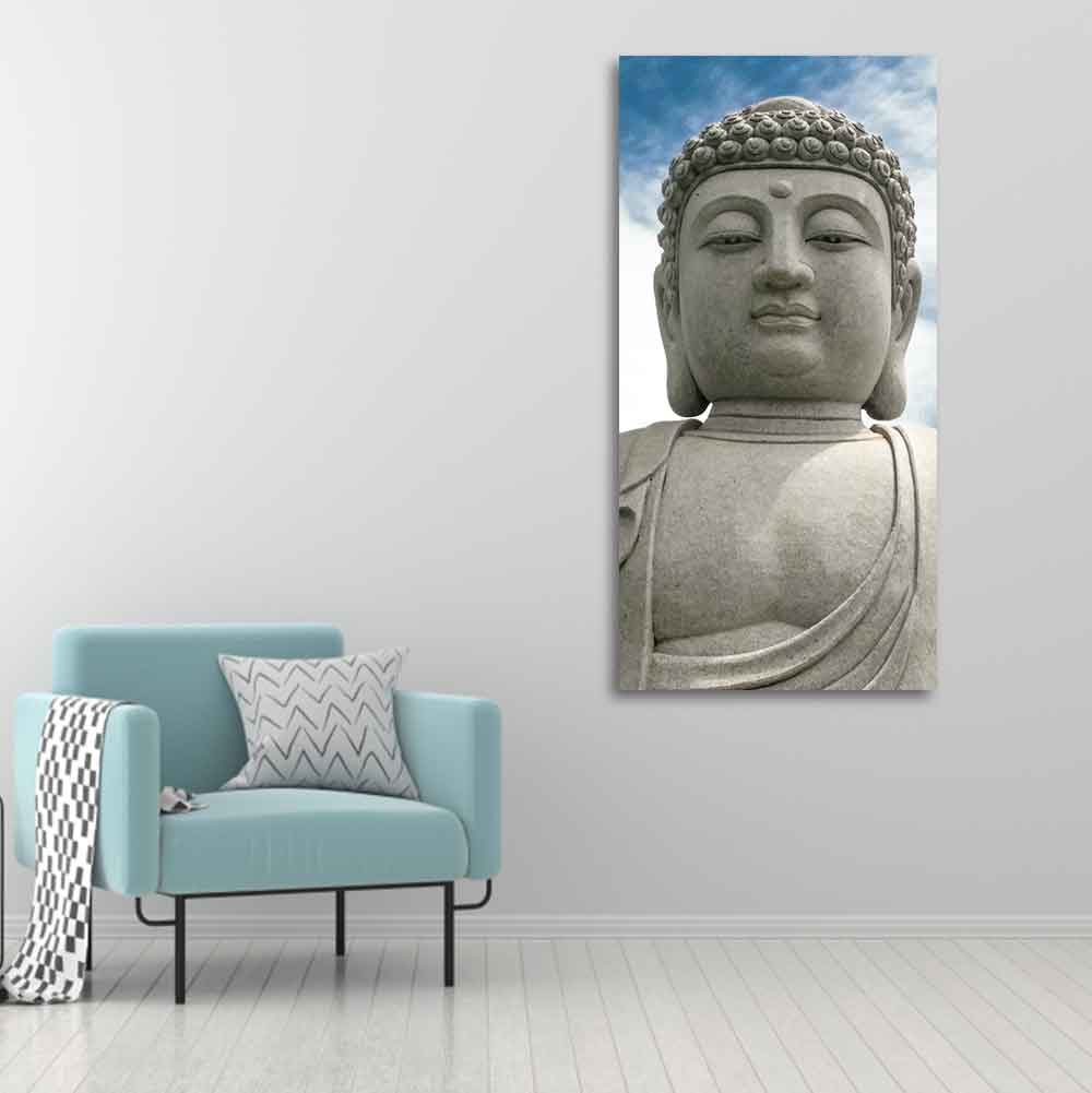 Gautam Buddha Sculpture Vertical Wall Painting - Image 2