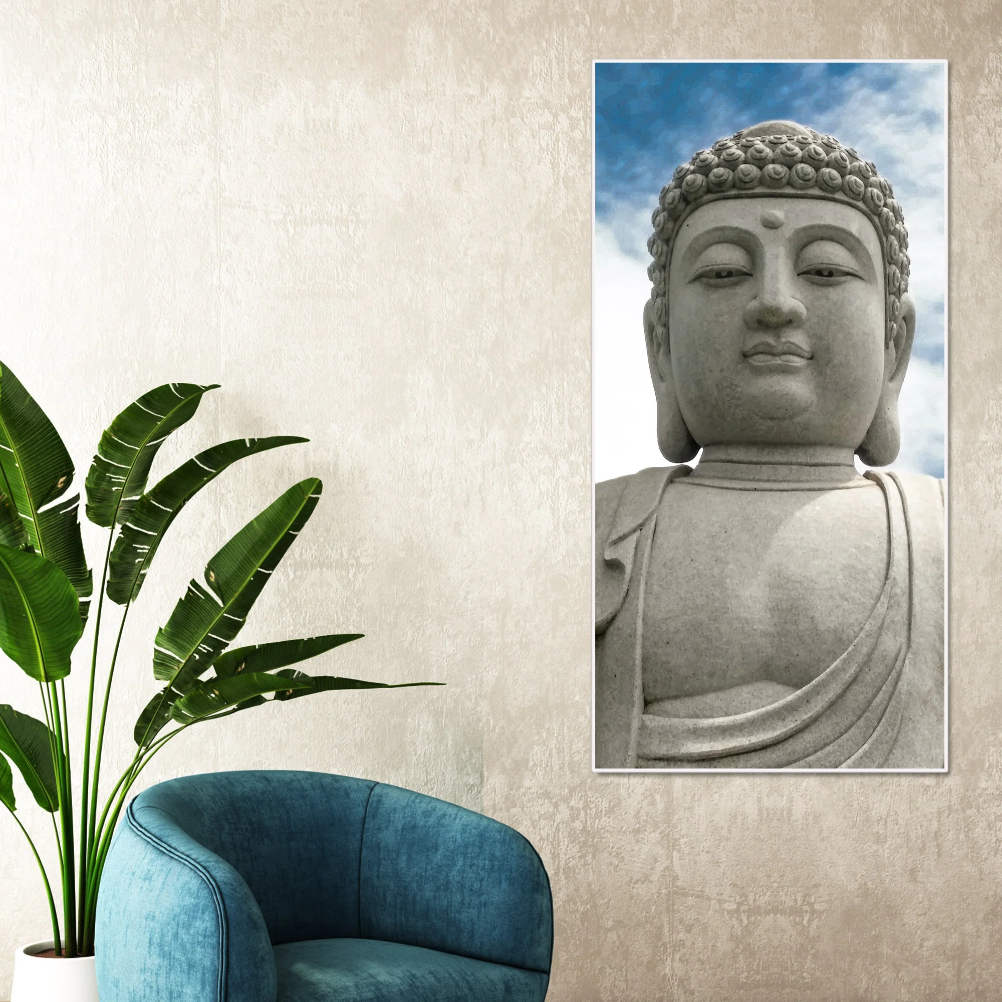 Gautam Buddha Sculpture Vertical Wall Painting - Image 5