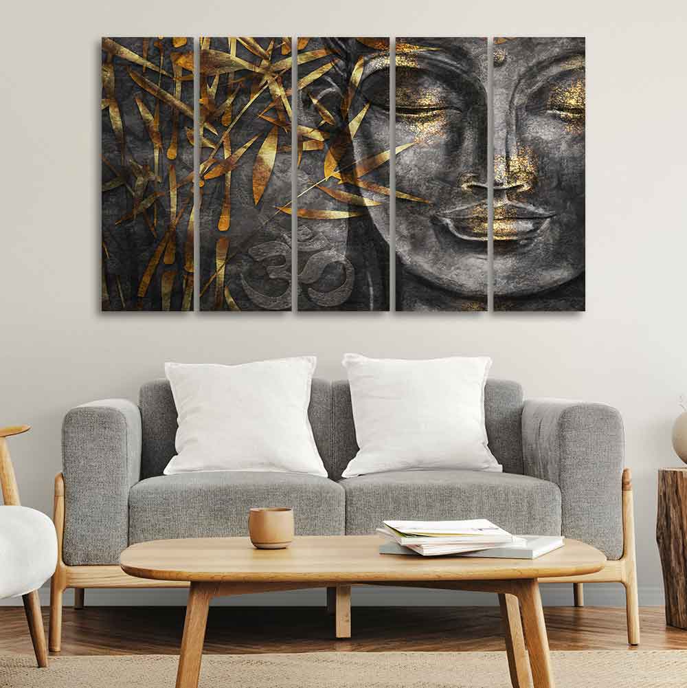 Gautam Buddha Sculpture Wall Painting Set of Five - Image 2