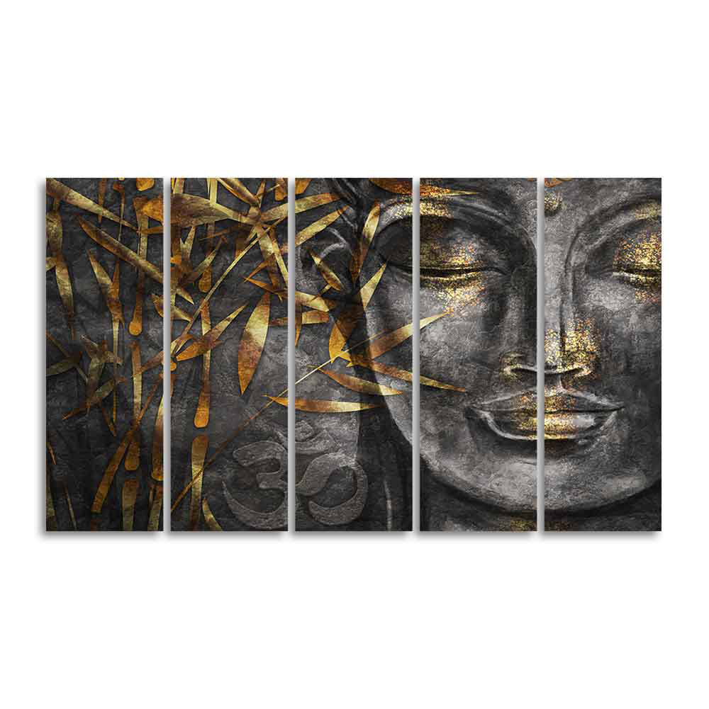 Gautam Buddha Sculpture Wall Painting Set of Five - Image 4