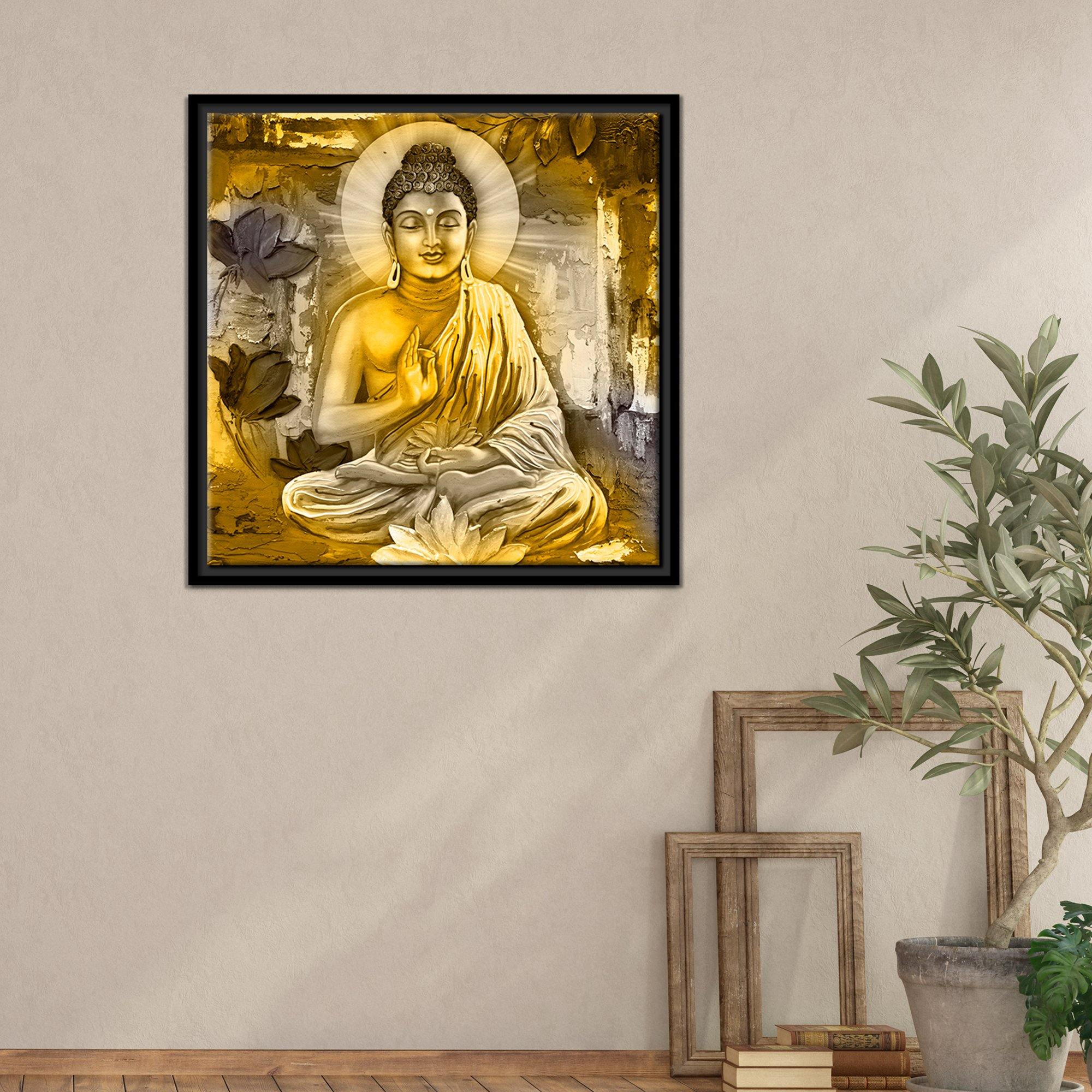 Gautam Buddha Floating Canvas Religious Wall Painting Frame - Image 3