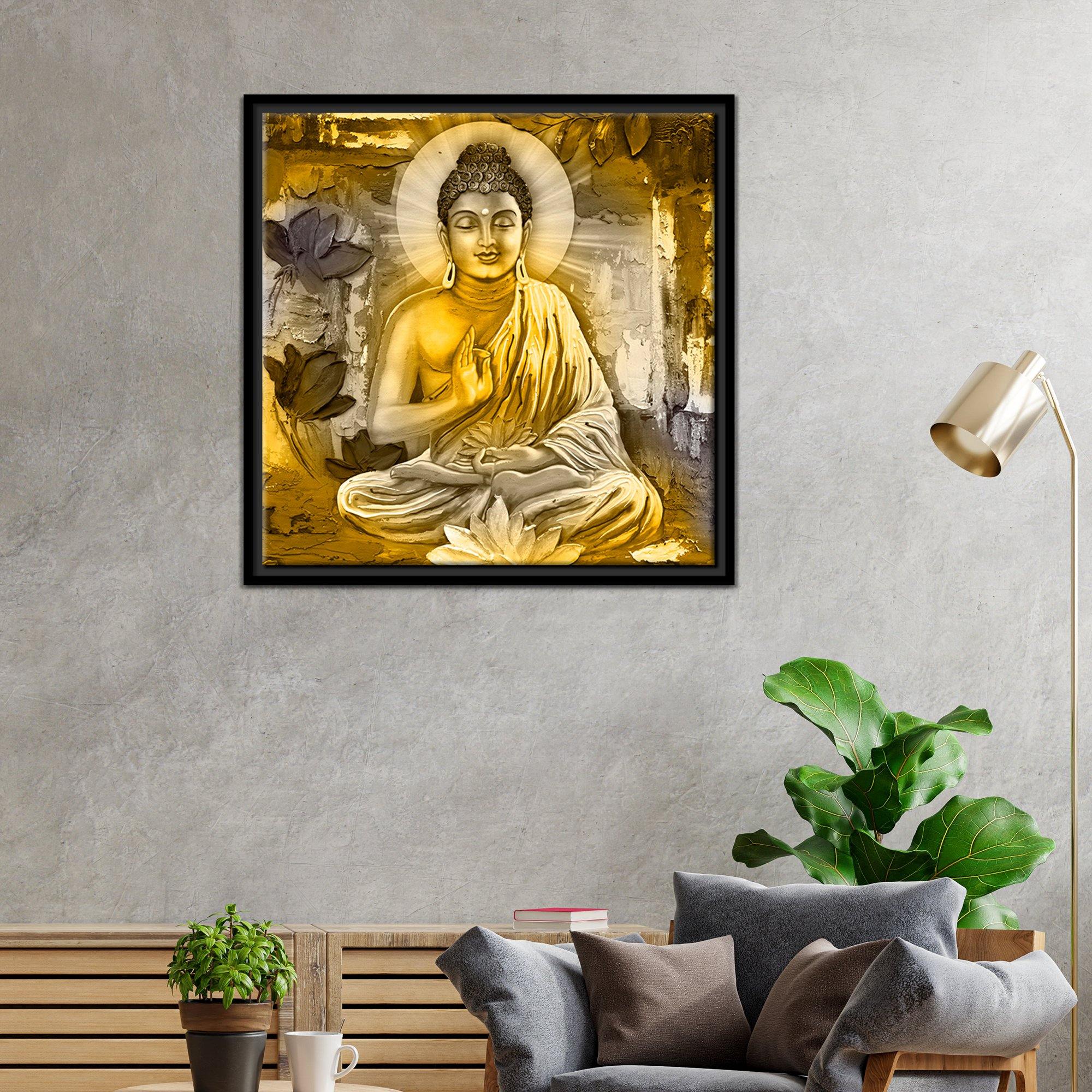 Gautam Buddha Floating Canvas Religious Wall Painting Frame - Image 4