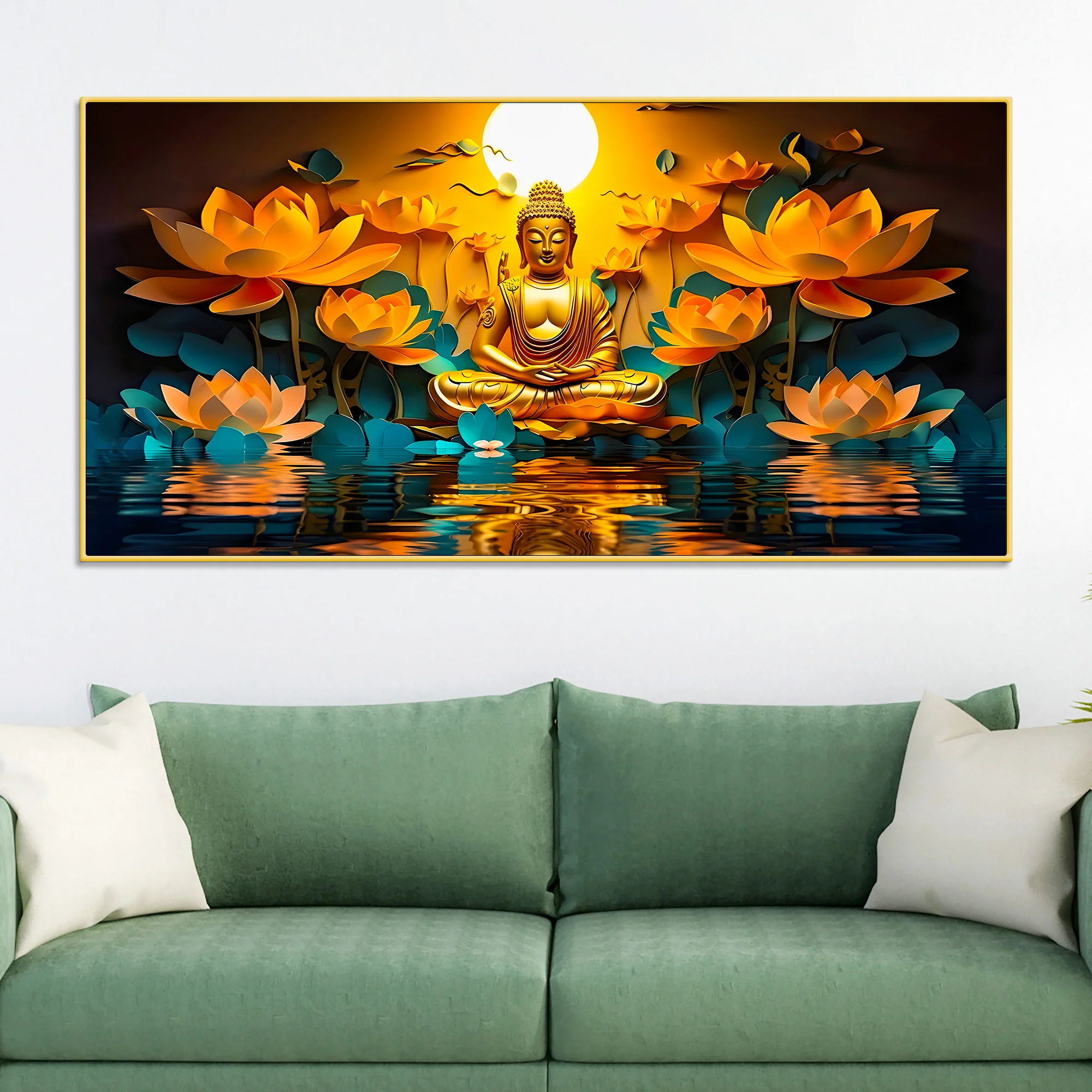 Gautam Buddha Wall Painting for Positive Interior Atmosphere