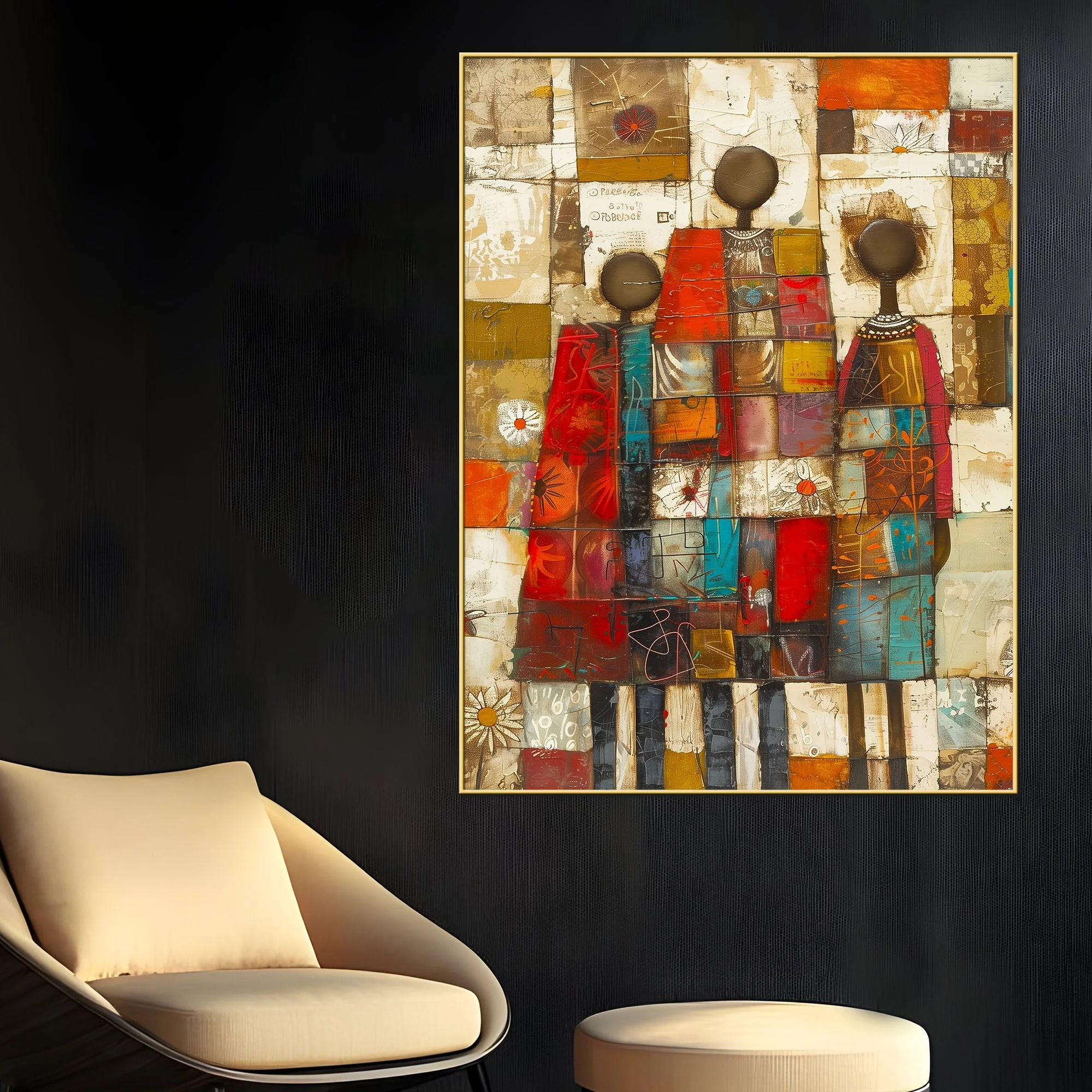 Geometric Abstract Jesus Decorative Cotton Canvas Wall Painting - Image 2