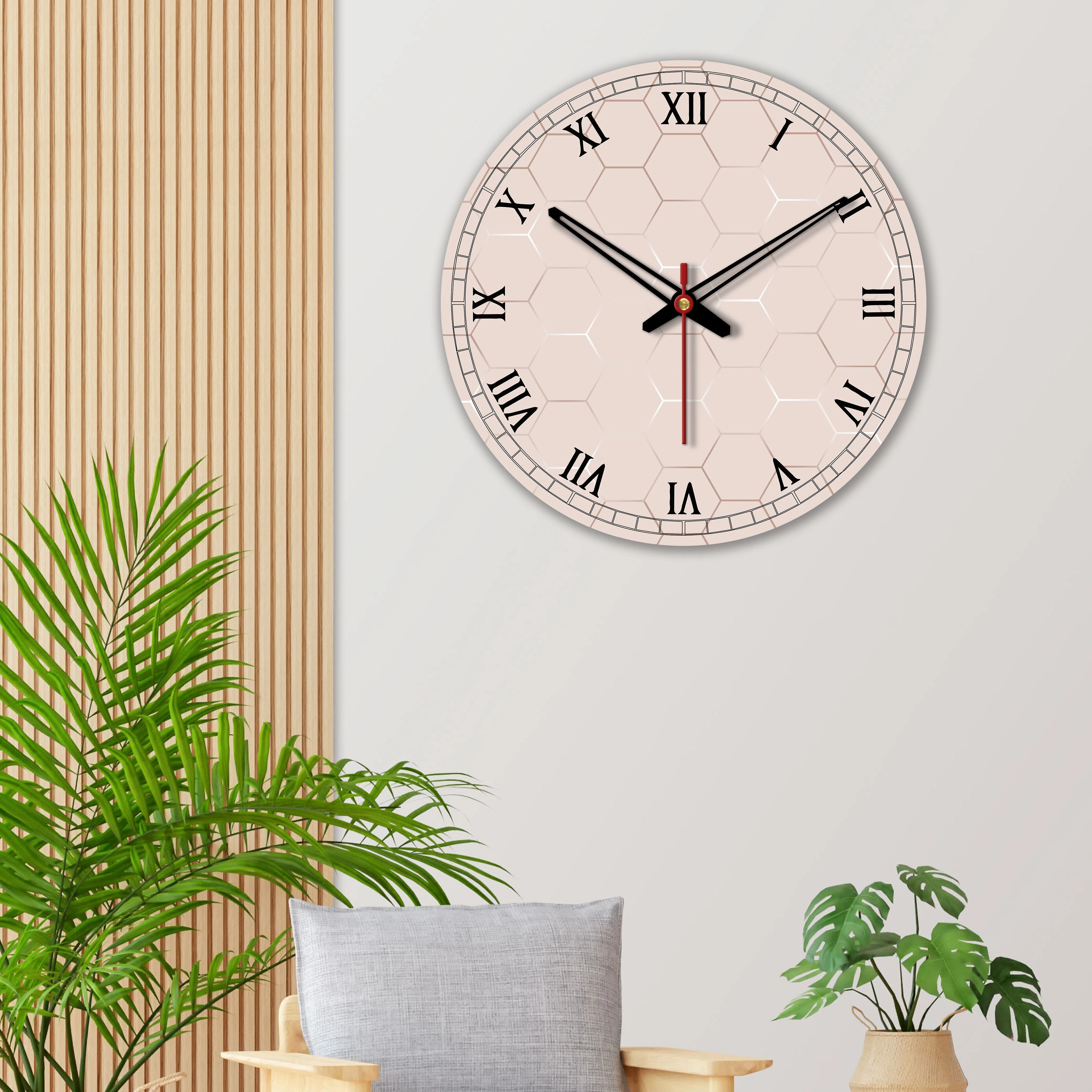 Geometric Shape Wooden Wall Clock For Living Room - Image 2