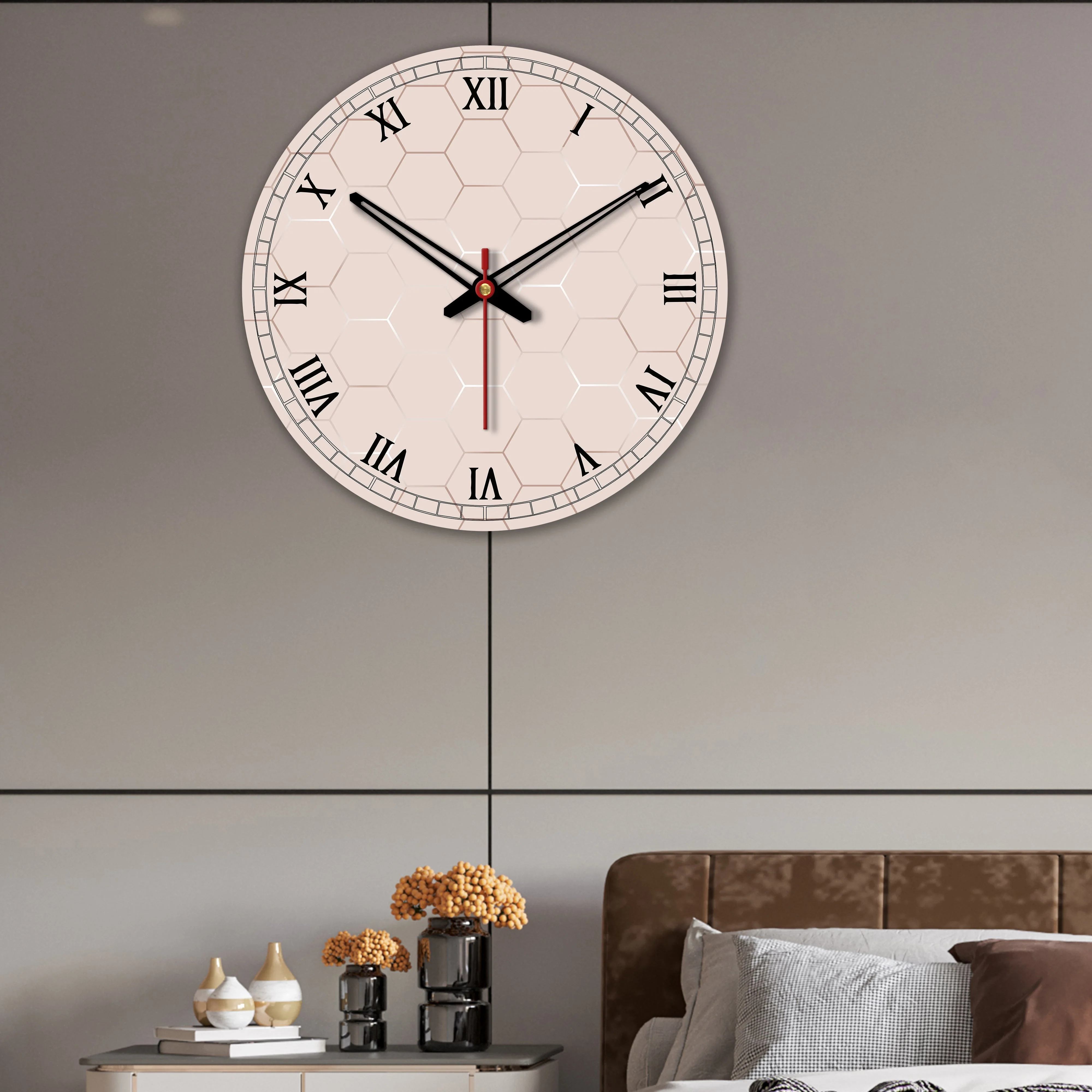 Geometric Shape Wooden Wall Clock For Living Room - Image 3