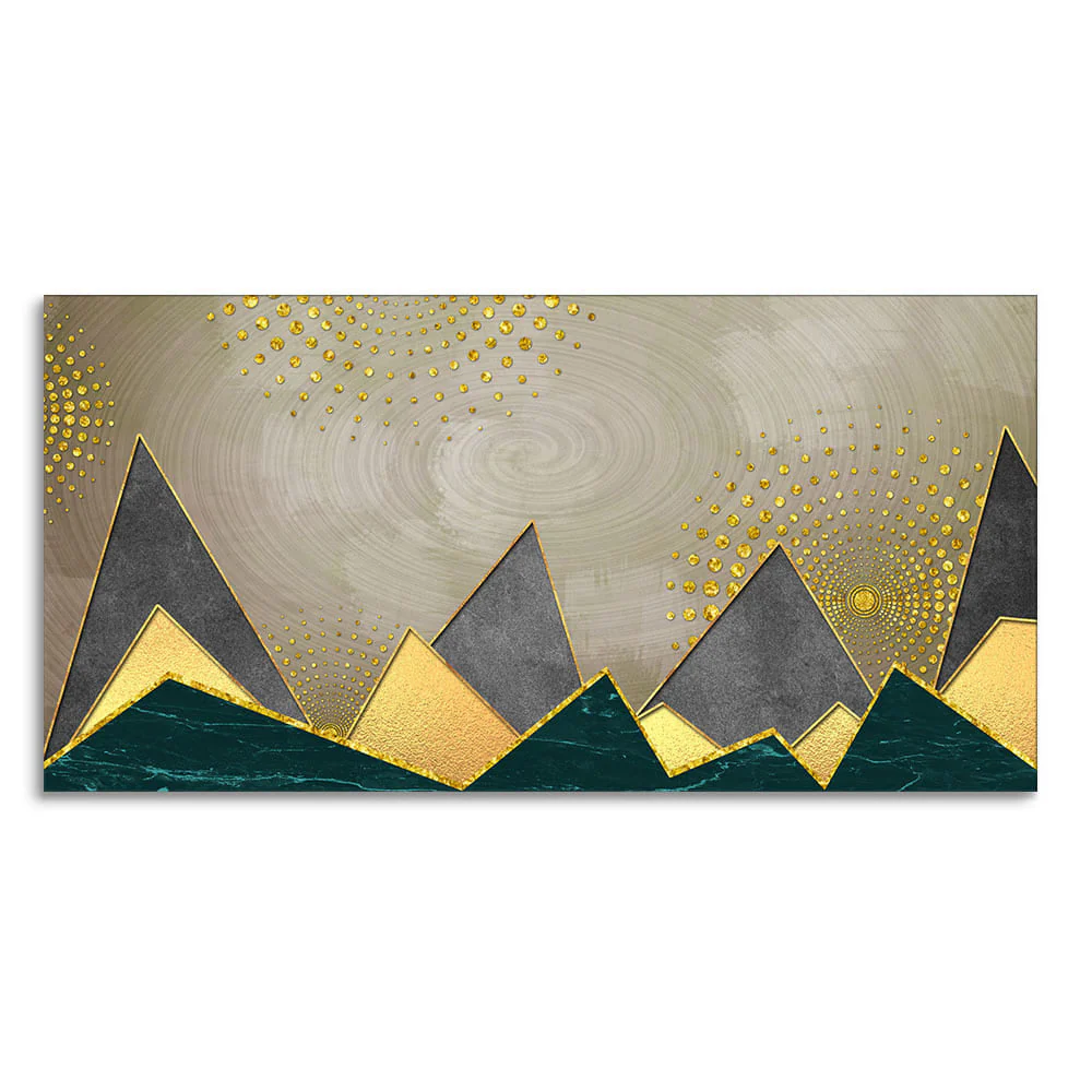 Geometric Shapes with Golden and dark triangles Canvas Wall Painting - Image 4