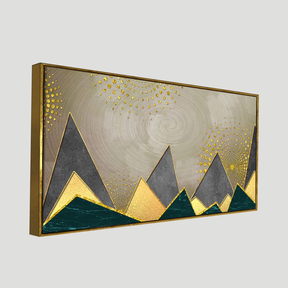 Geometric Shapes with Golden and dark triangles Canvas Wall Painting - Image 5