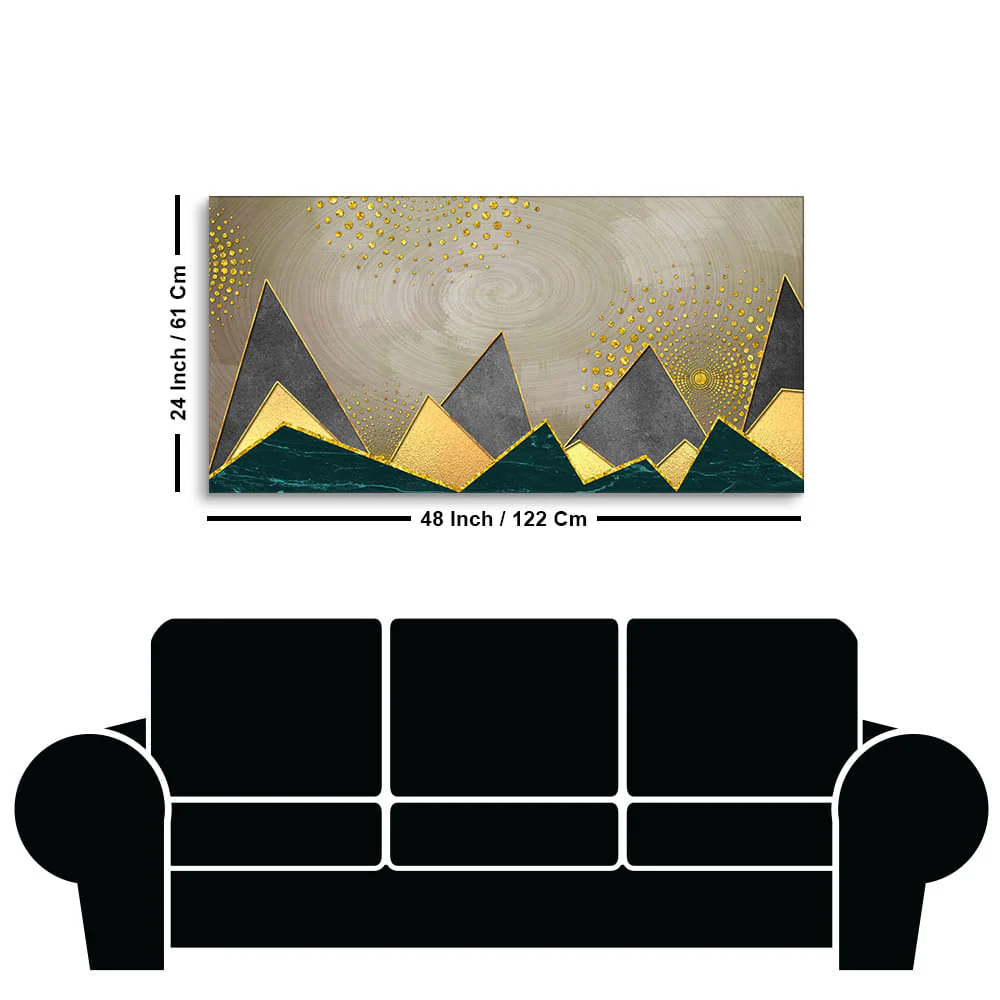 Geometric Shapes with Golden and dark triangles Canvas Wall Painting - Image 7