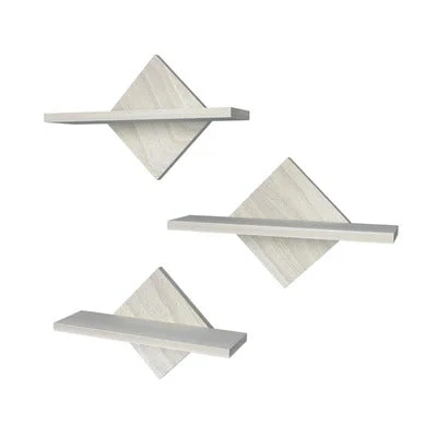 Geometric Trangle Shaped Wooden Wall Shelf Set of Three - Image 2