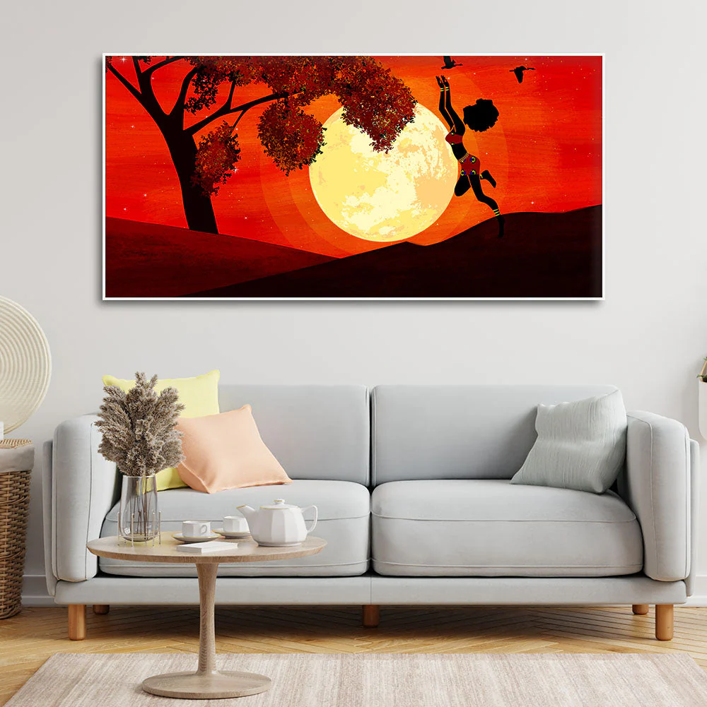 Girl Catching Bird Premium Wall Painting - Image 3