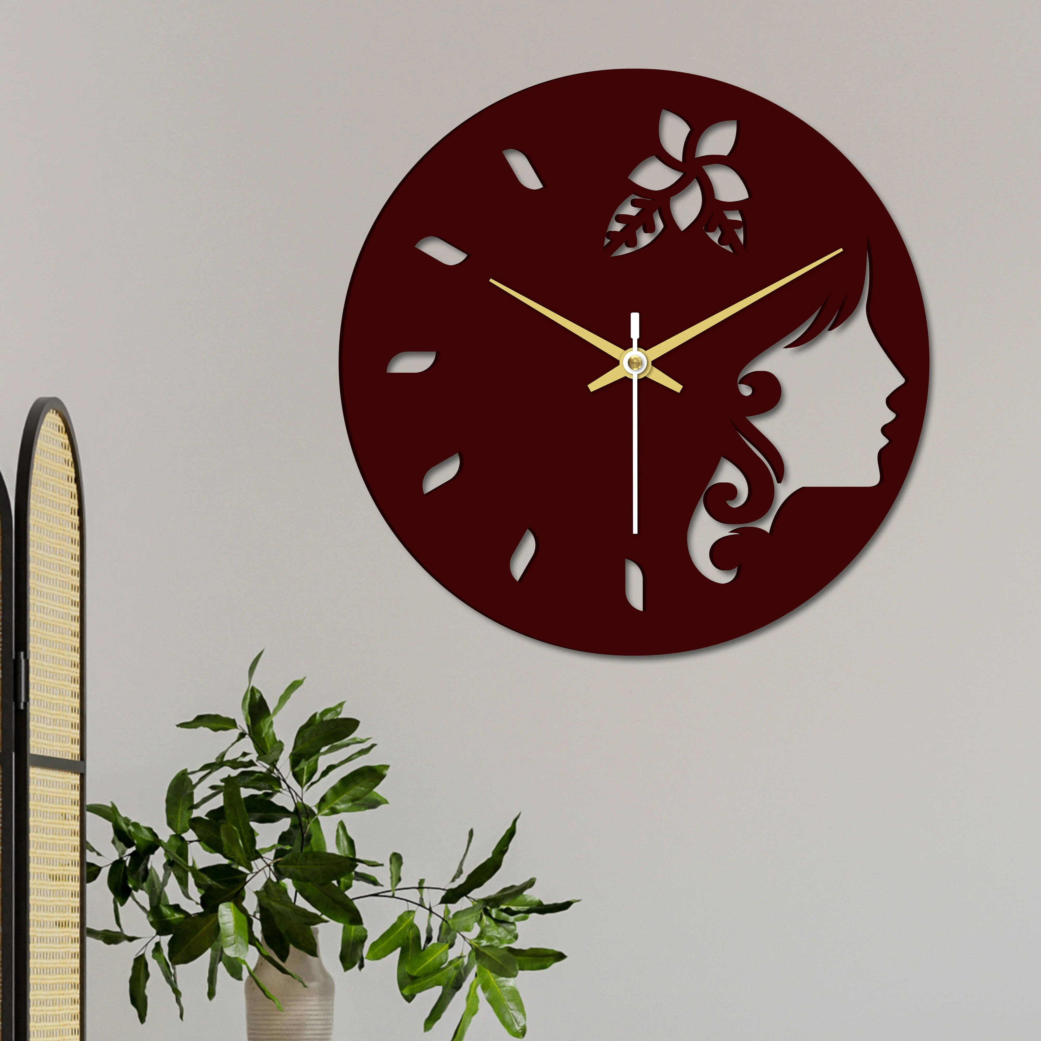 Girl Face in Wooden Wall Clock - Image 3