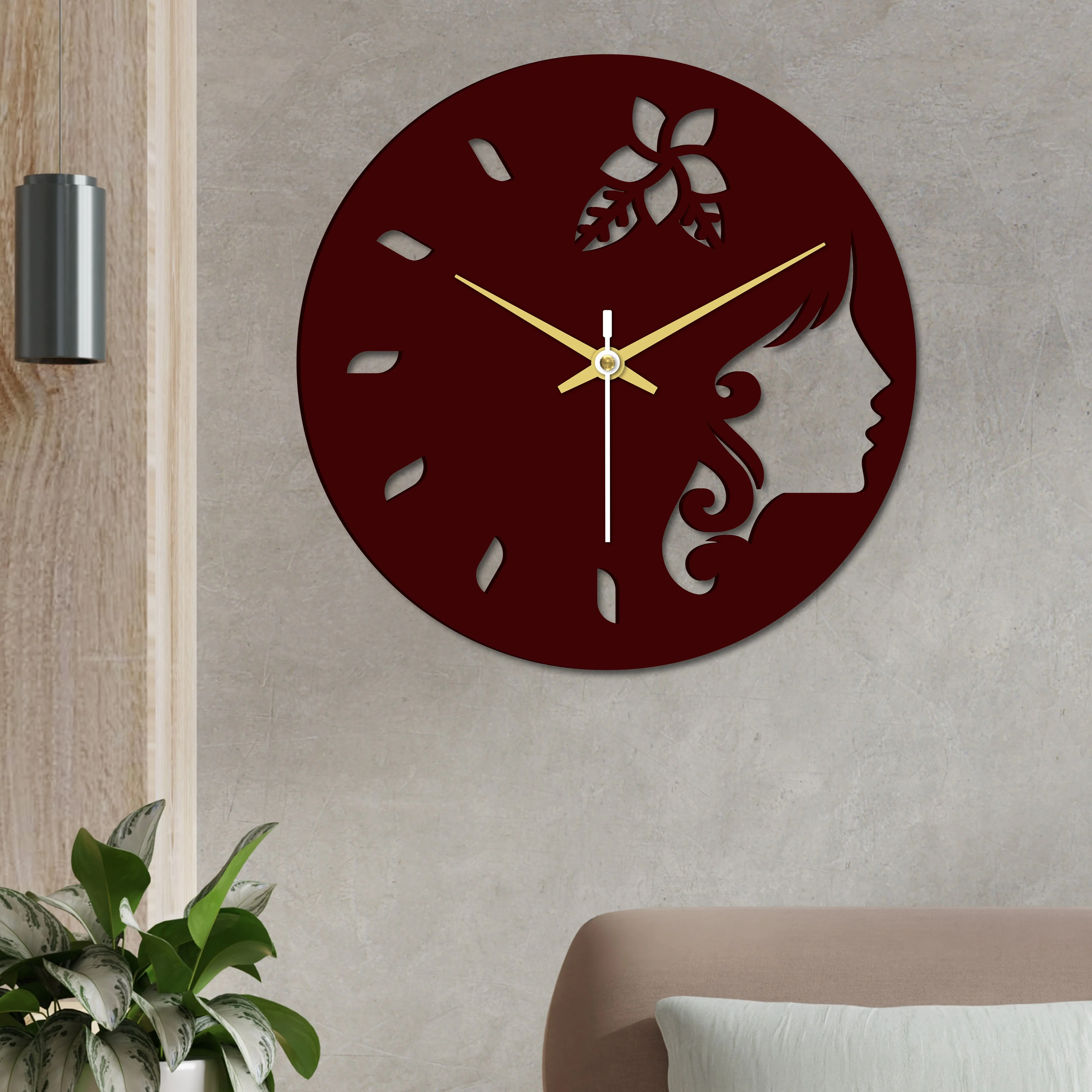 Girl Face in Wooden Wall Clock - Image 4