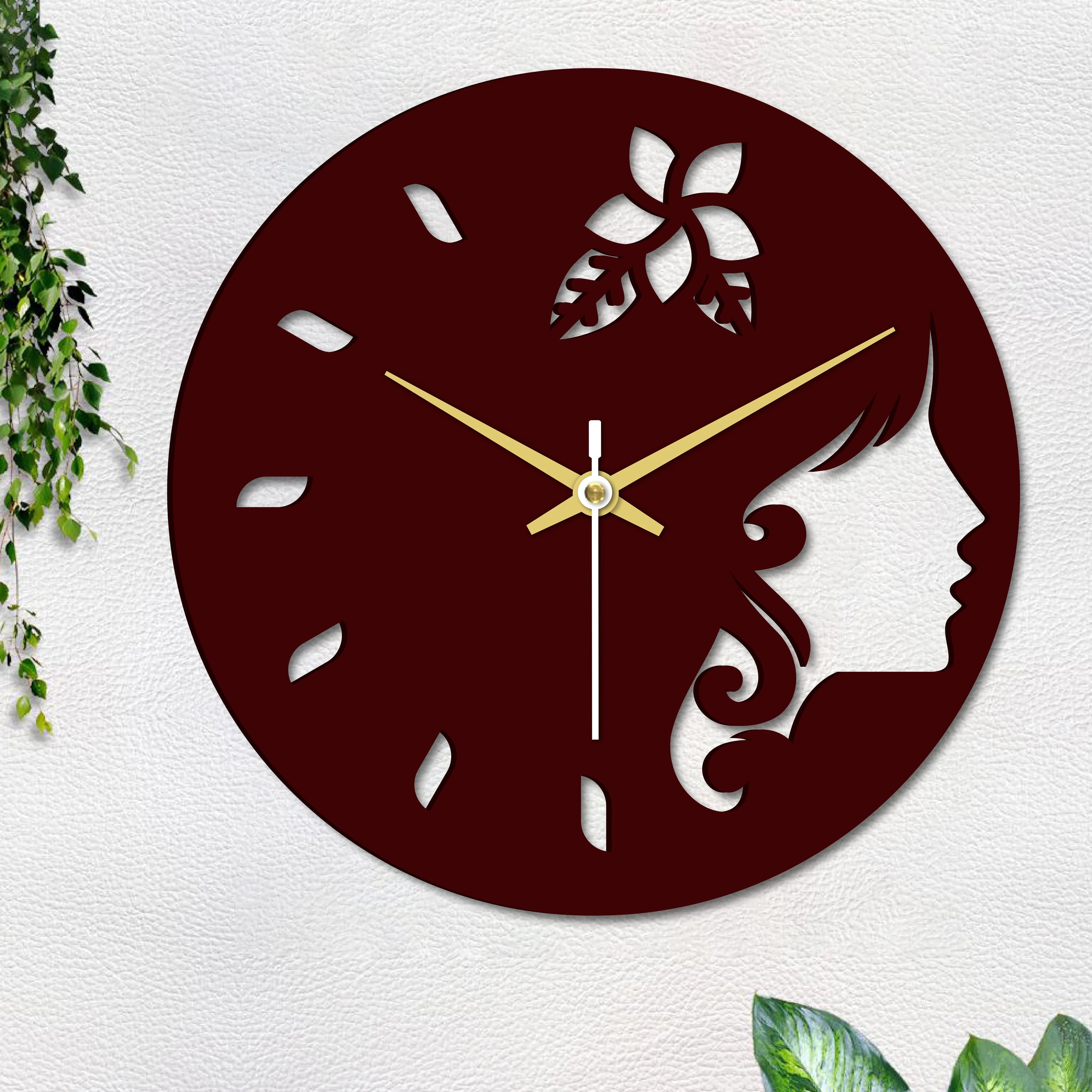 Girl Face in Wooden Wall Clock - Image 5