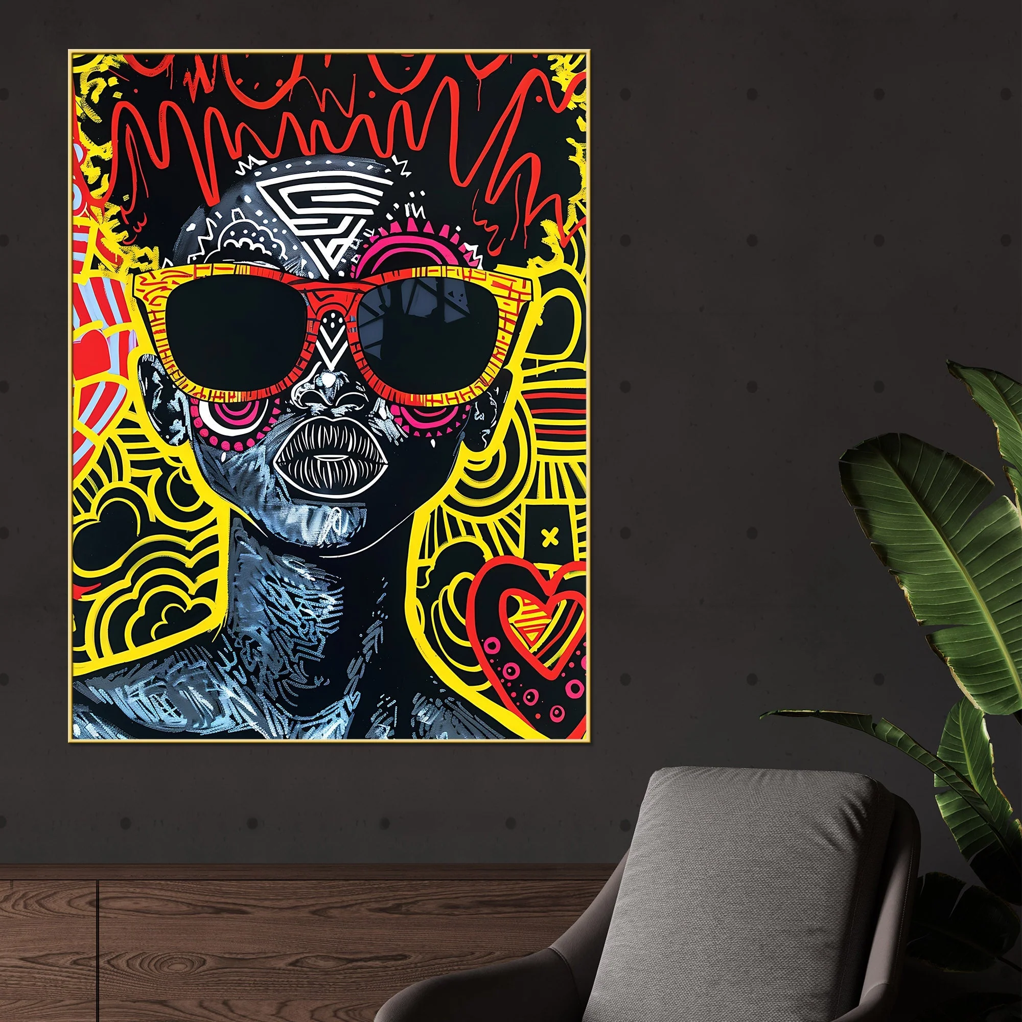 Girl In Glasses Cotton Canvas Wall Painting - Image 2