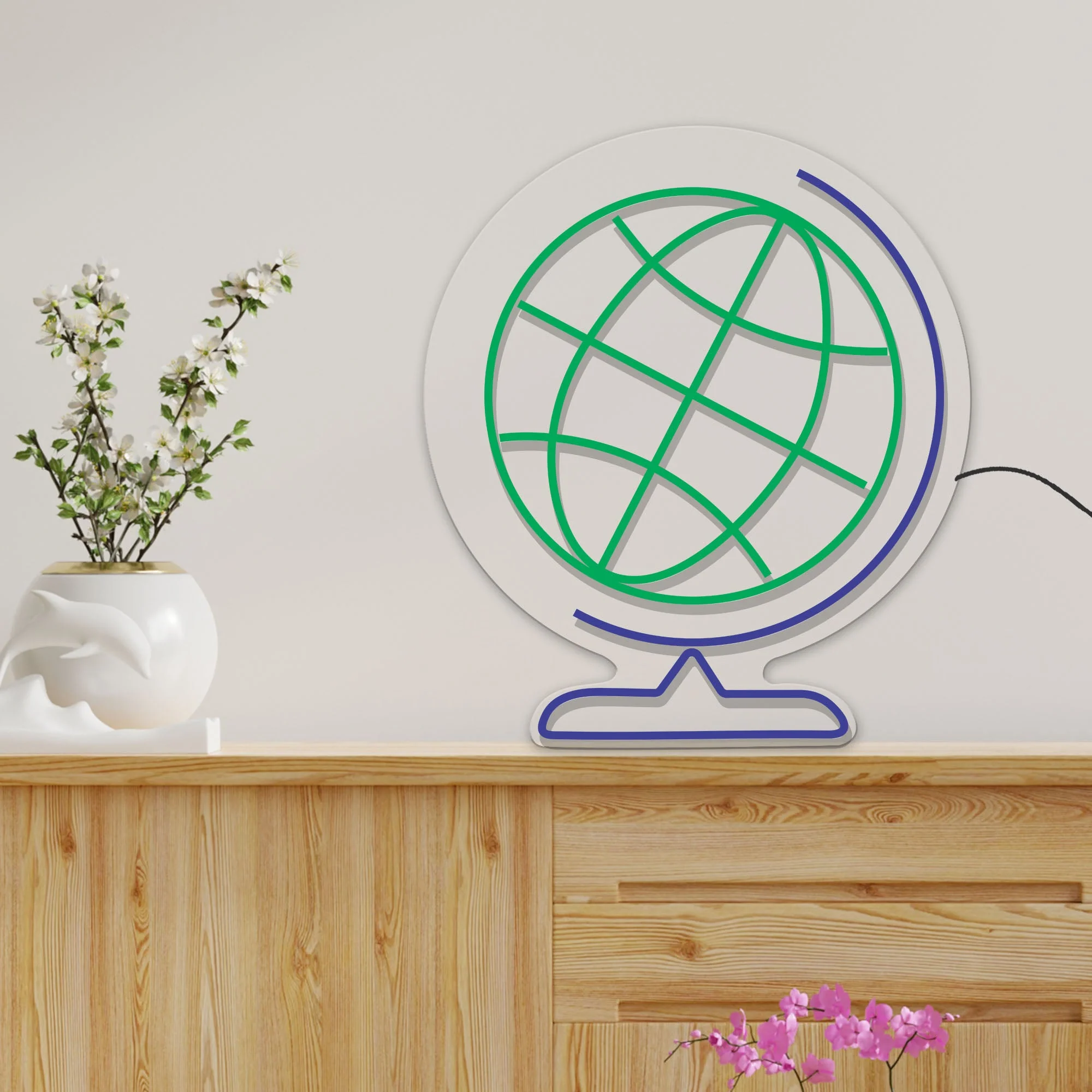 Globe on Stand Neon Sign LED Light - Image 2