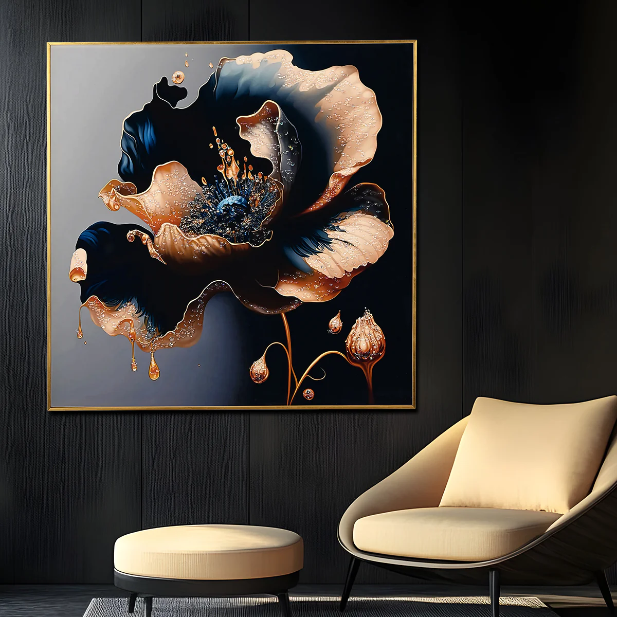 Gloriosa Pearl Framed Crystal Glass Painting - Image 3