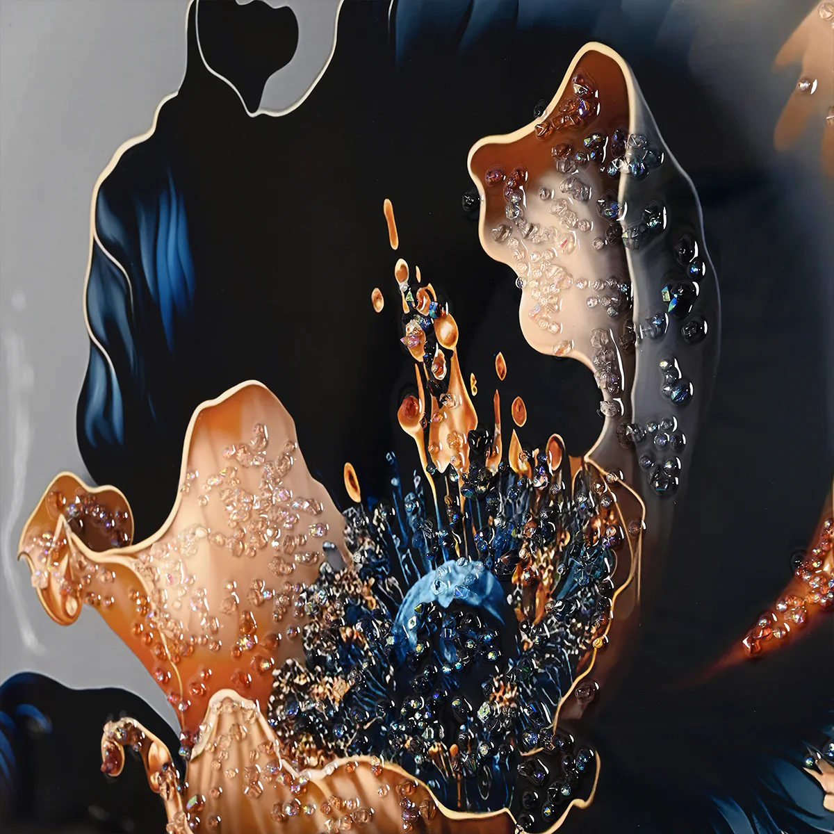 Gloriosa Pearl Framed Crystal Glass Painting - Image 4