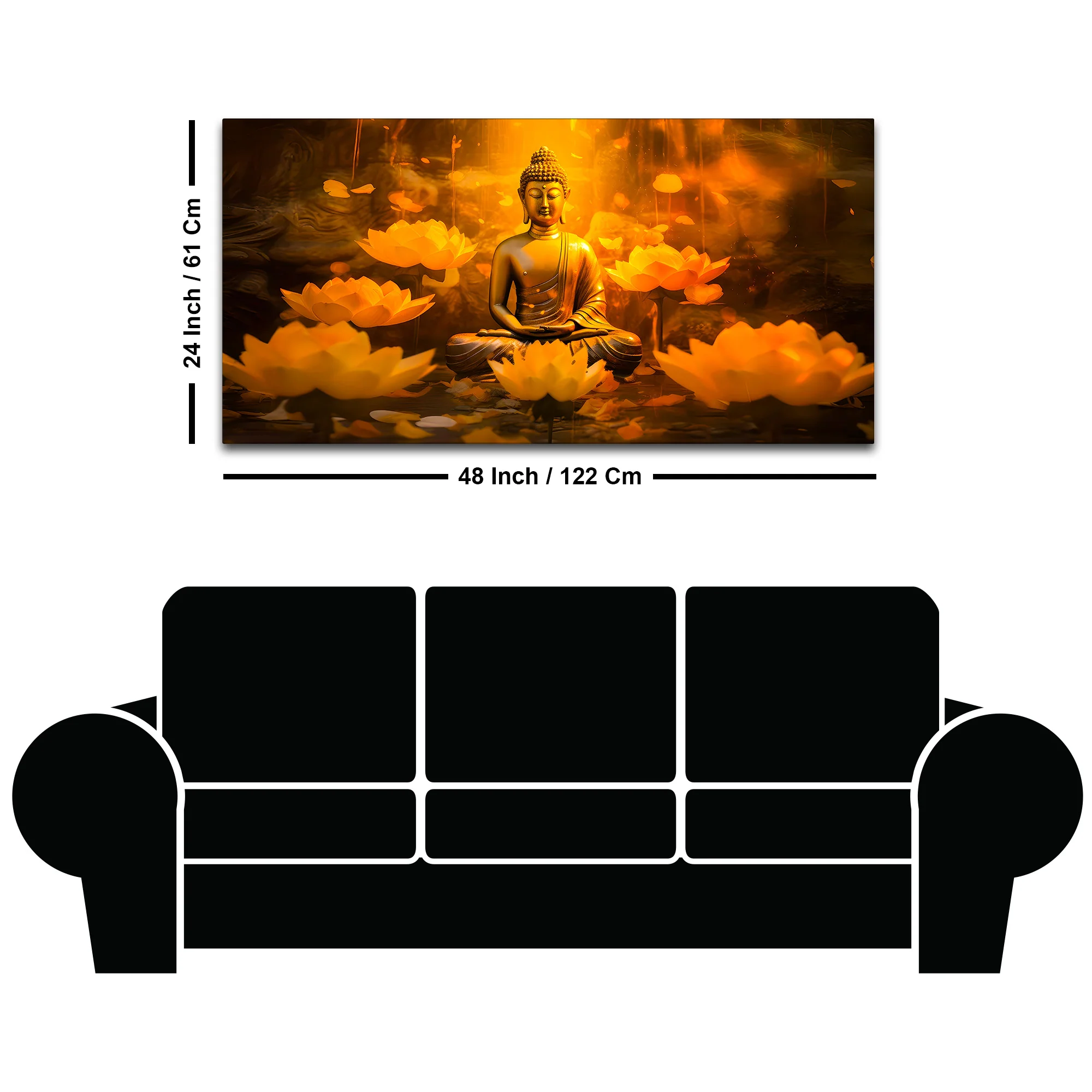 Glowing Lotus Buddha Canvas Painting - Image 8
